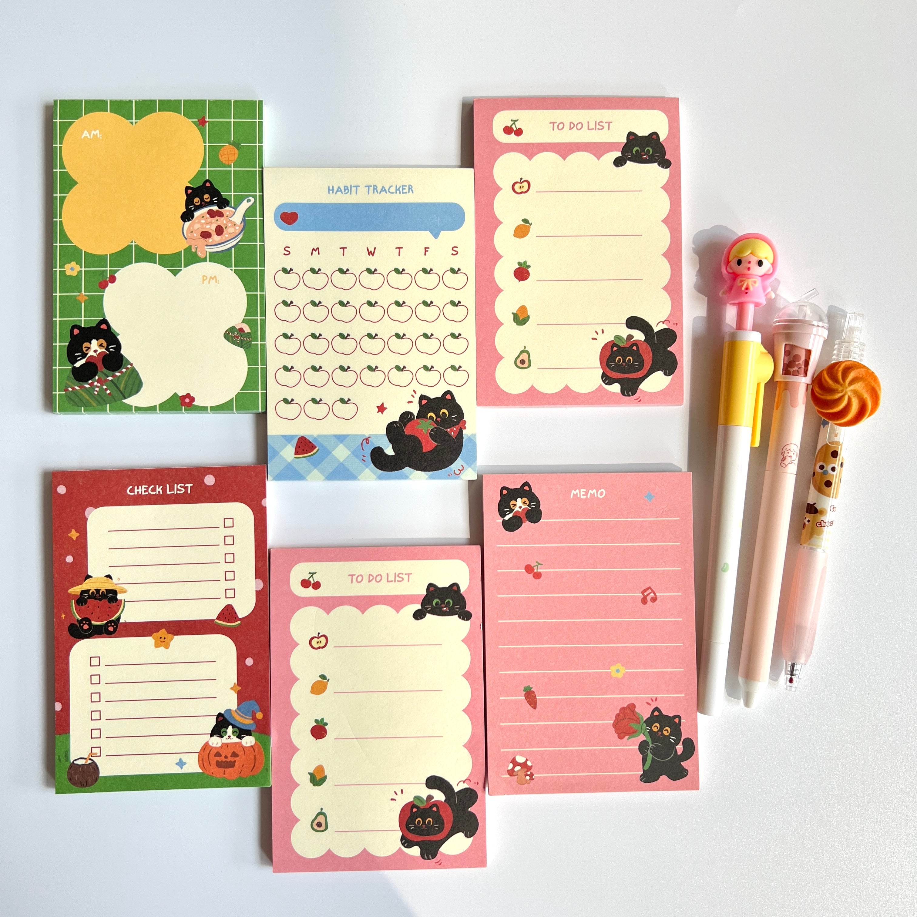 🍎 Black Cat Memo Set - 9
