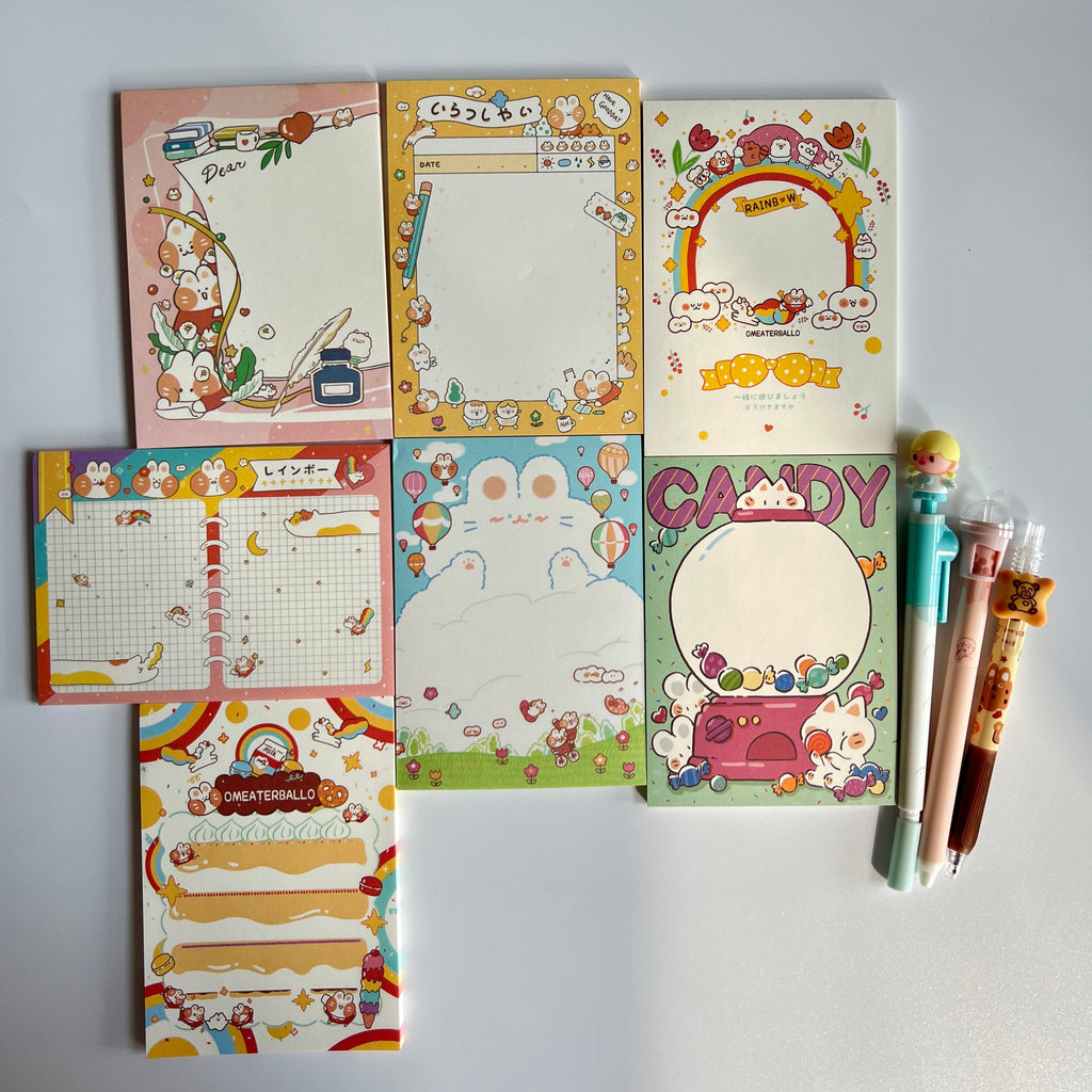 🌈 Rainbow Bunny Big Memo Set - 17