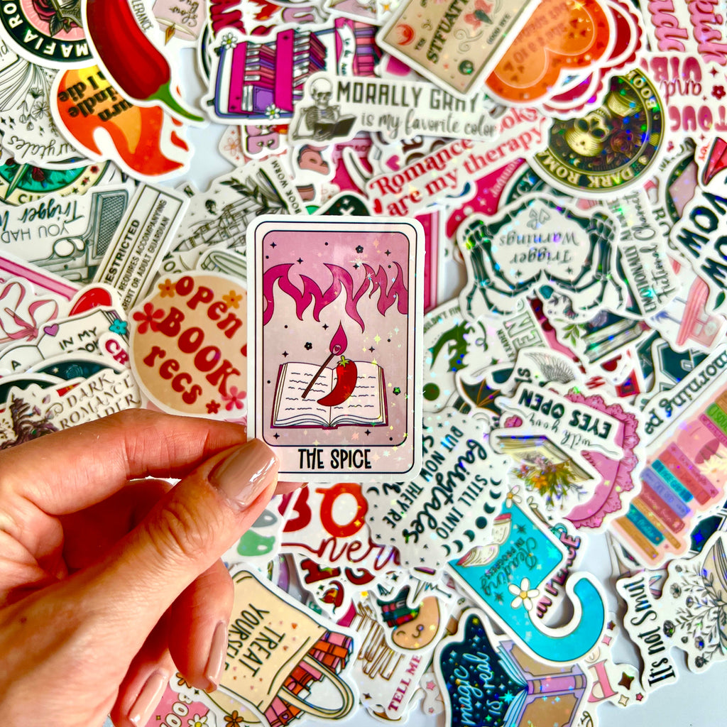 🌸 Bookish Romance Holographic Stickers