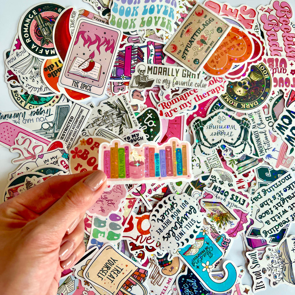 🌸 Bookish Romance Holographic Stickers