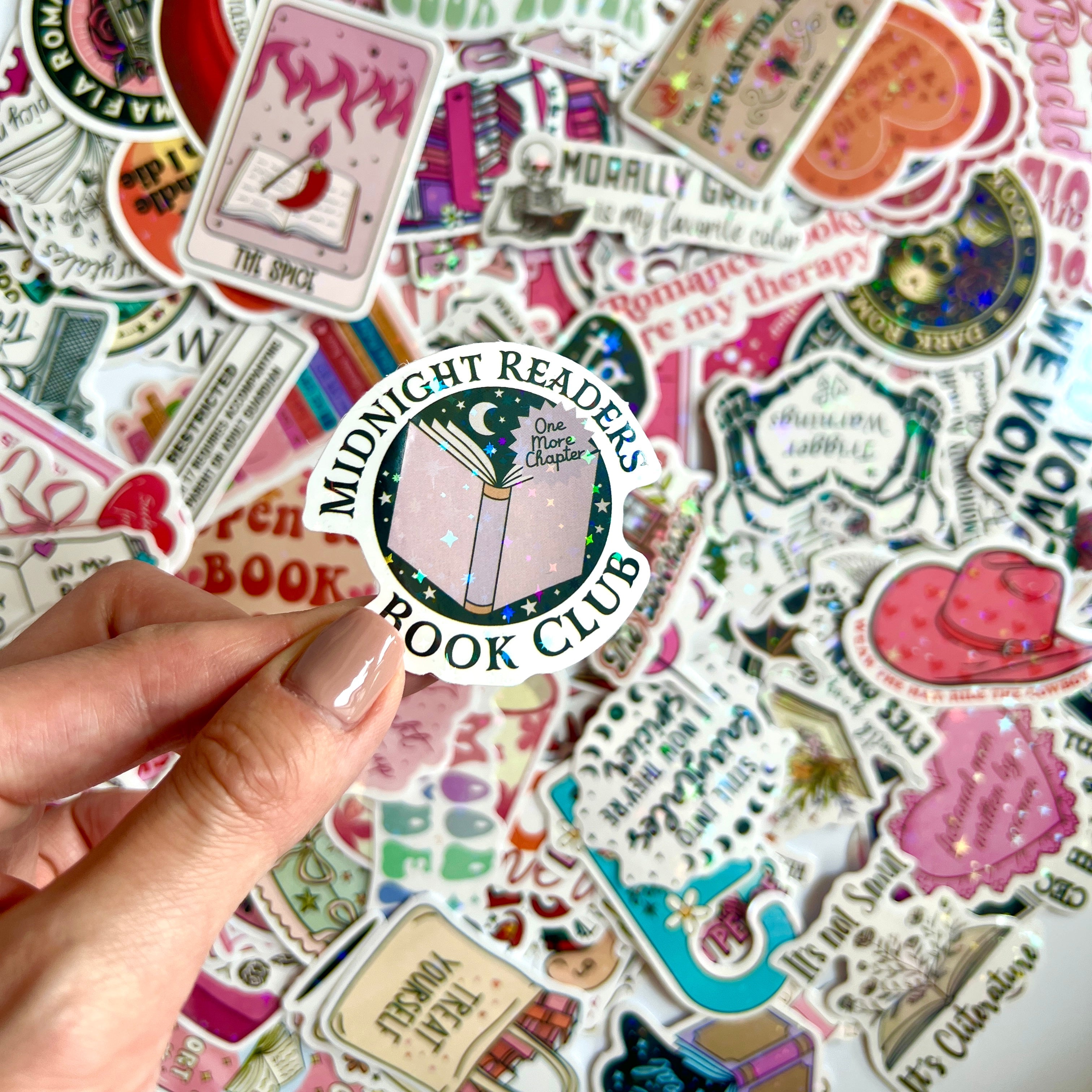 🌸 Bookish Romance Holographic Stickers