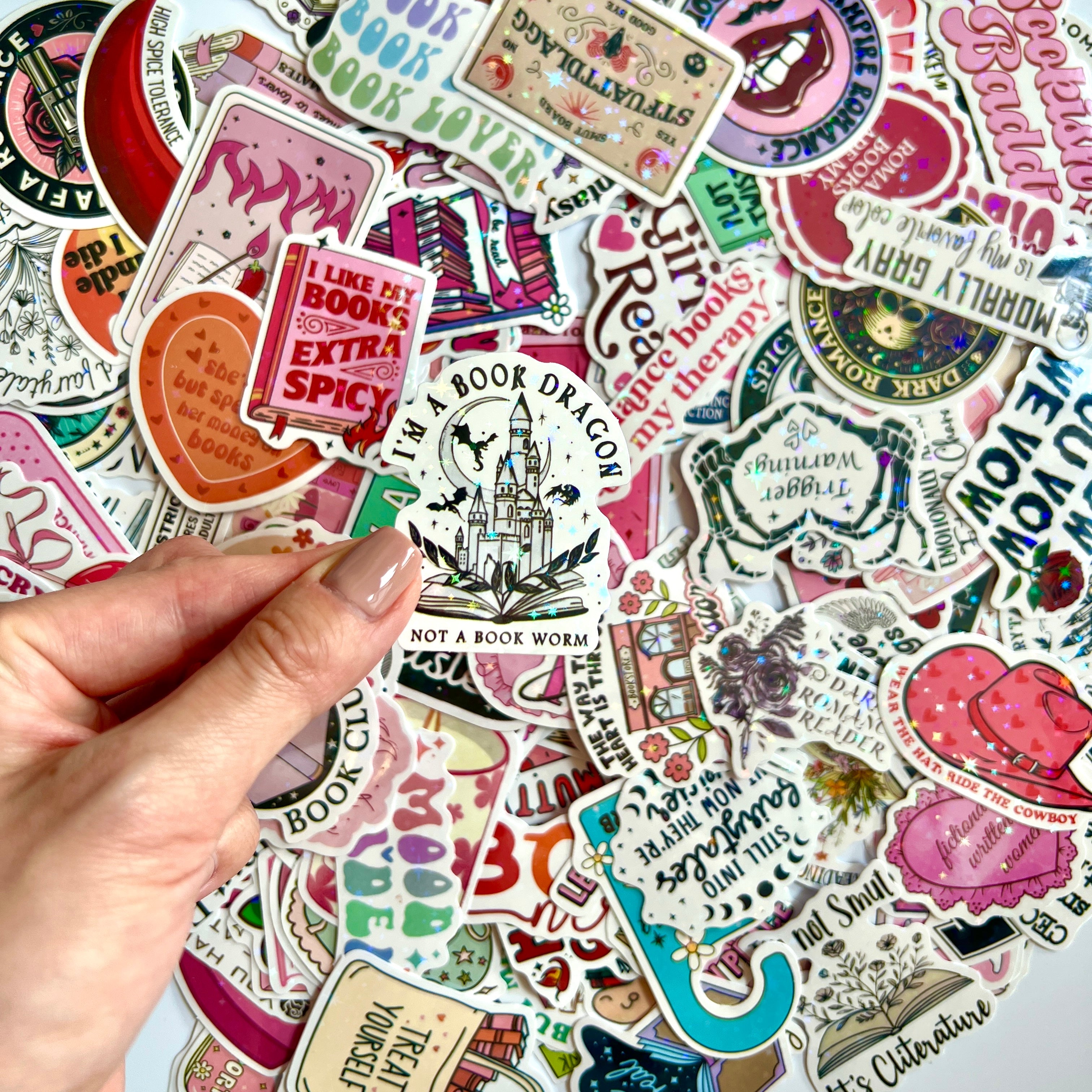 🌸 Bookish Romance Holographic Stickers