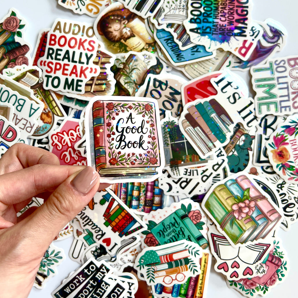 📚 Book Lover Quotes Holographic Stickers