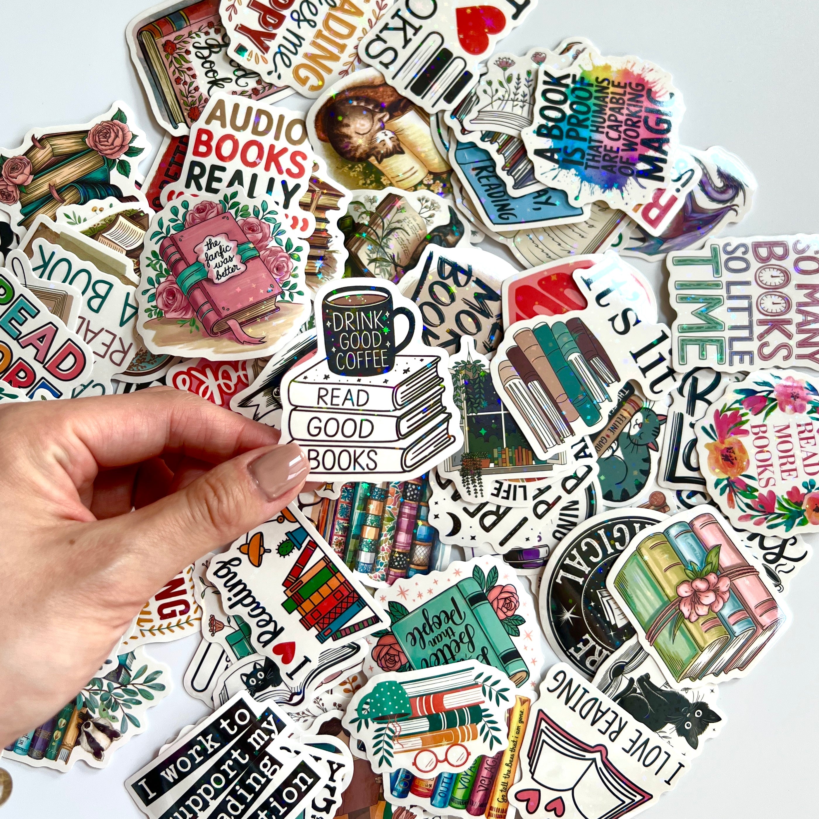 📚 Book Lover Quotes Holographic Stickers
