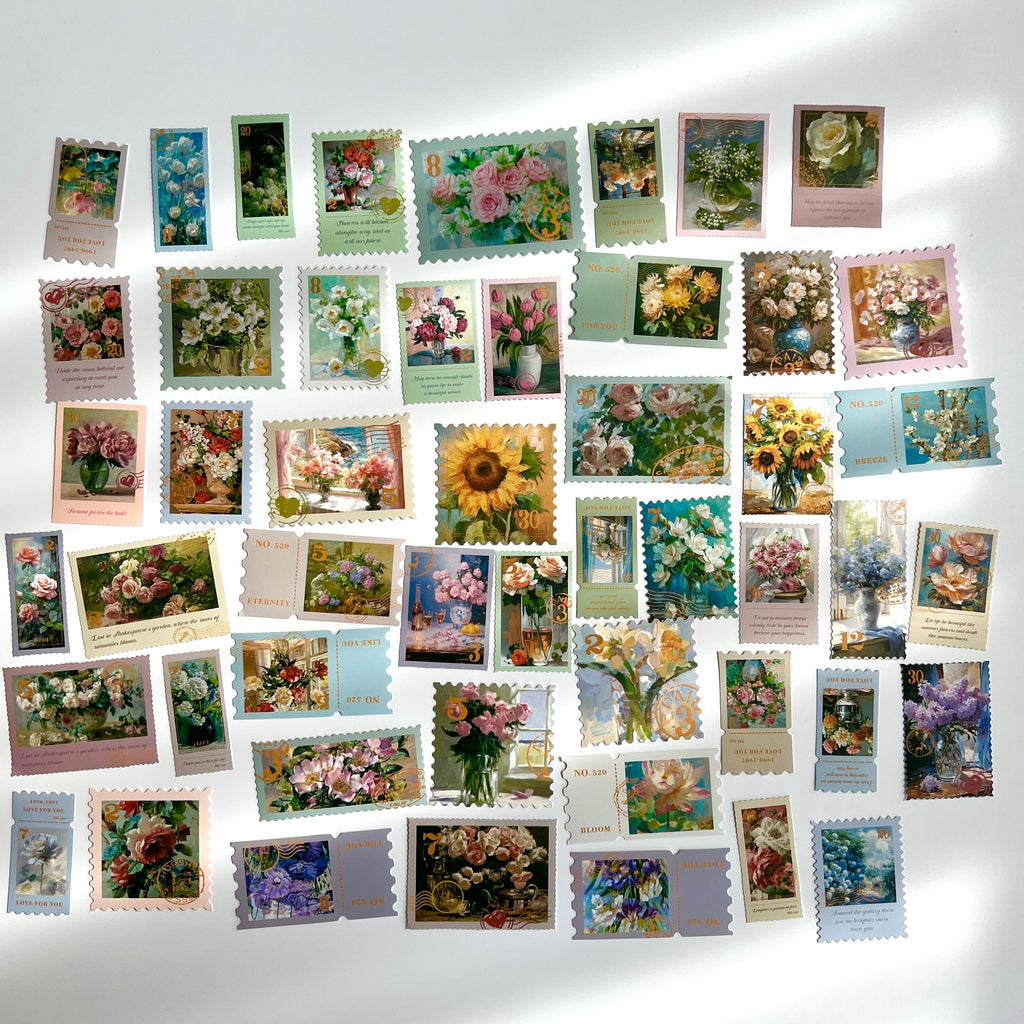 🌸 Vintage Floral Stamp Stickers