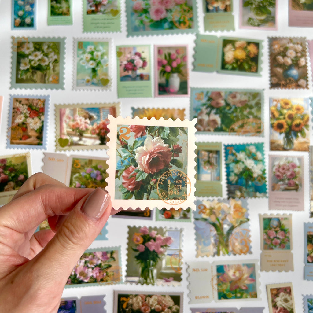 🌸 Vintage Floral Stamp Stickers