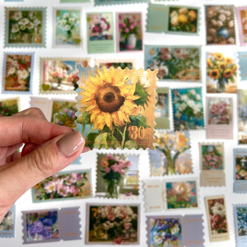 🌸 Vintage Floral Stamp Stickers