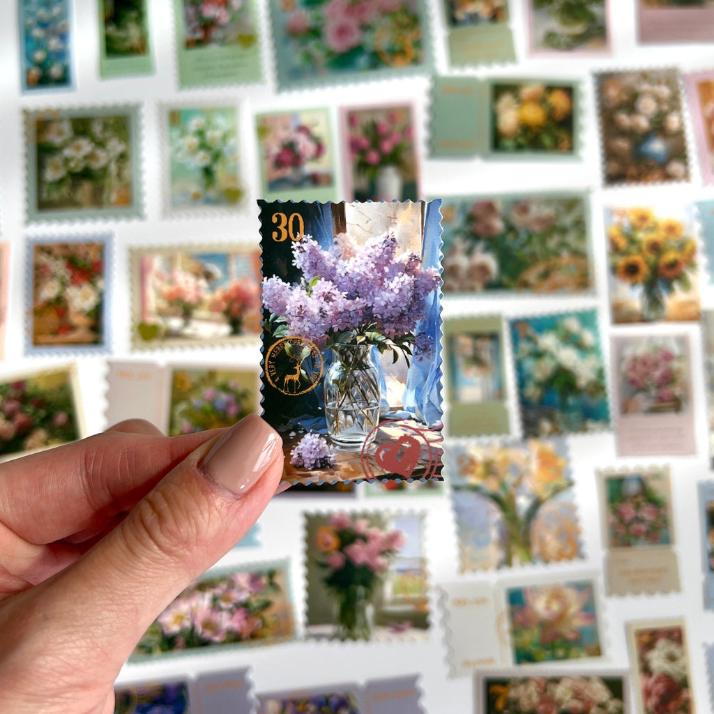 🌸 Vintage Floral Stamp Stickers