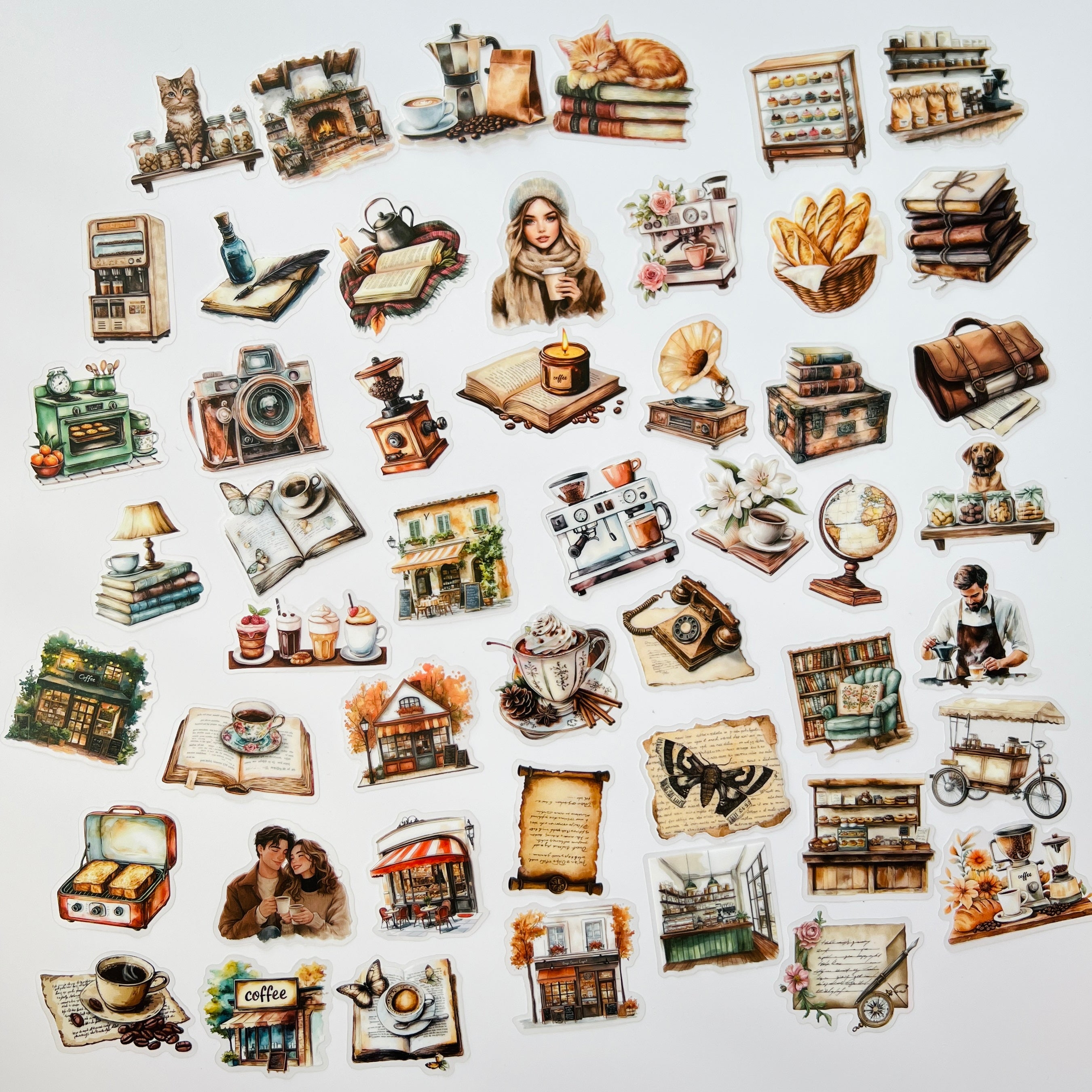 ☕ Cozy Café & Bookshop Stickers