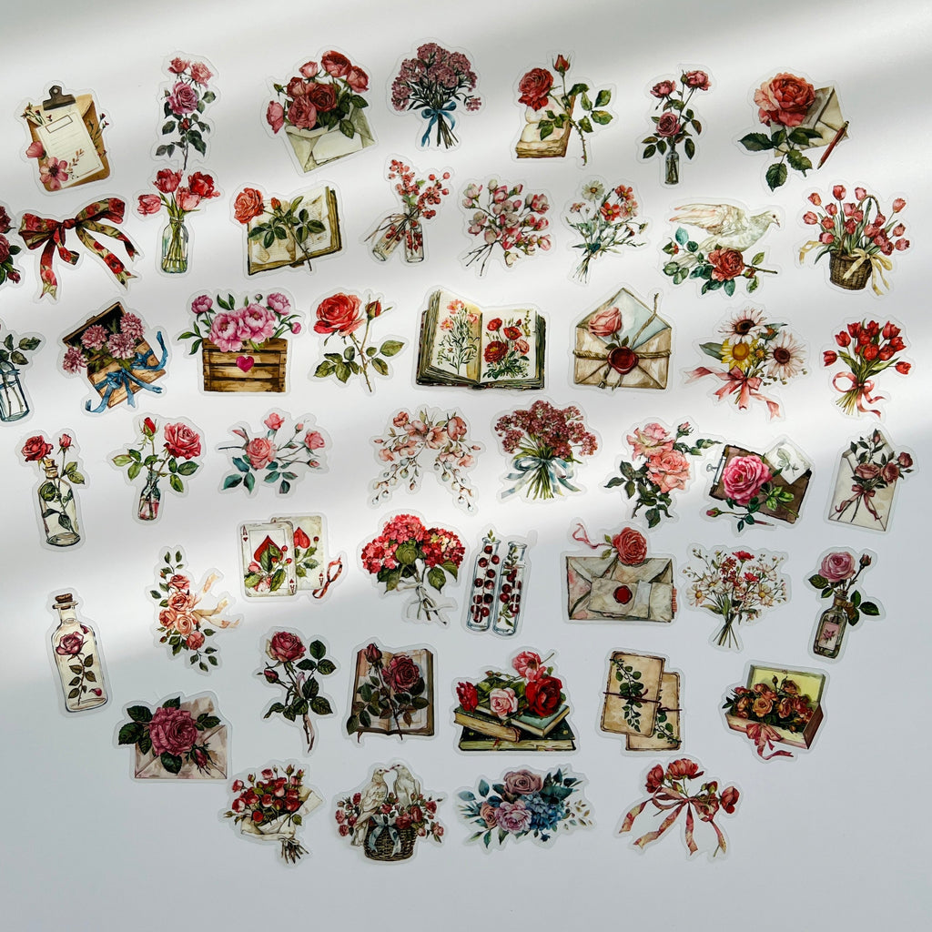 🌹 Vintage Rose & Love Letter Sticker