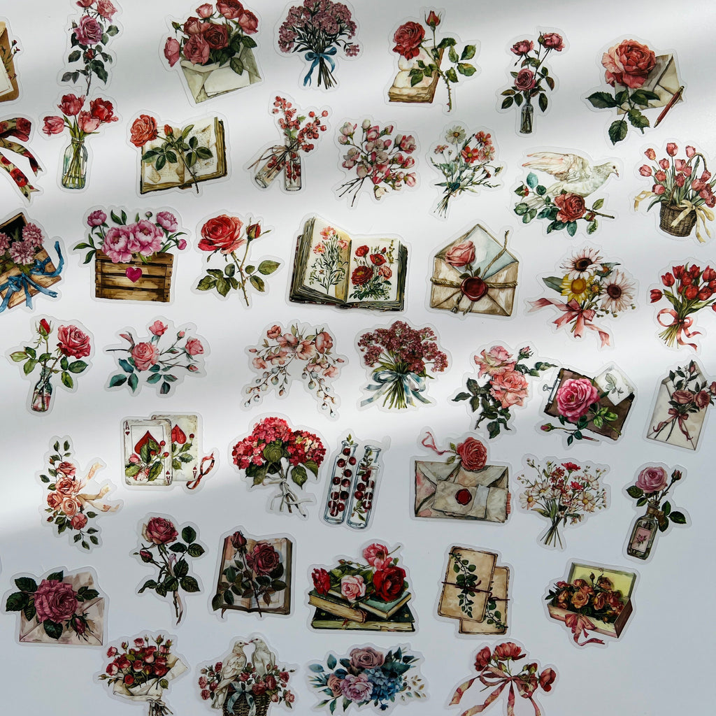 🌹 Vintage Rose & Love Letter Sticker