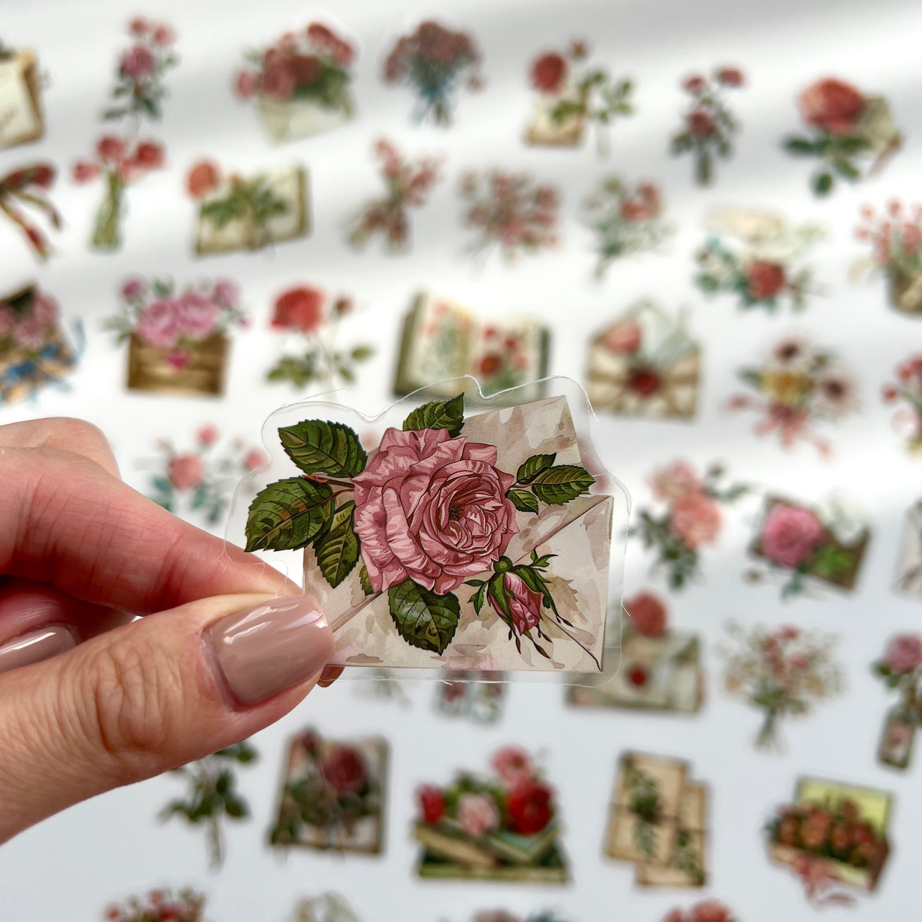 🌹 Vintage Rose & Love Letter Sticker