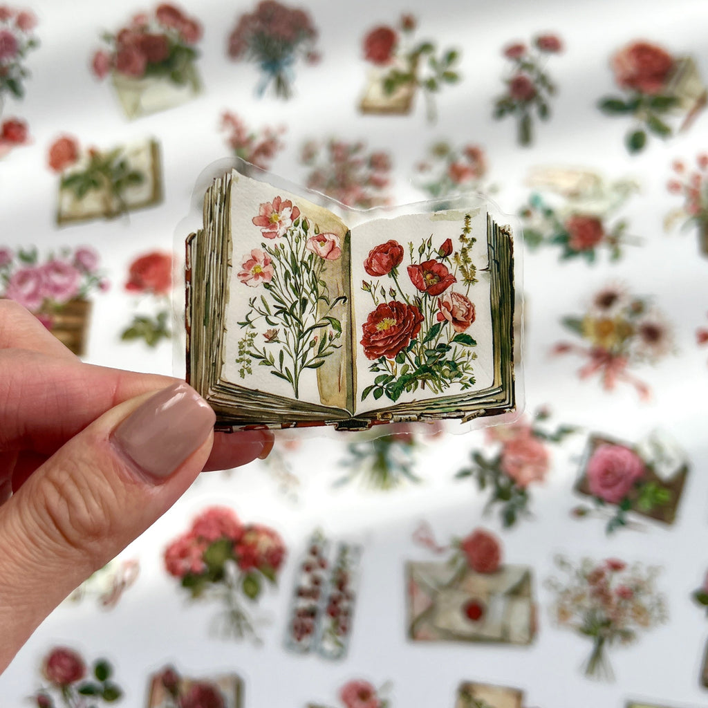 🌹 Vintage Rose & Love Letter Sticker