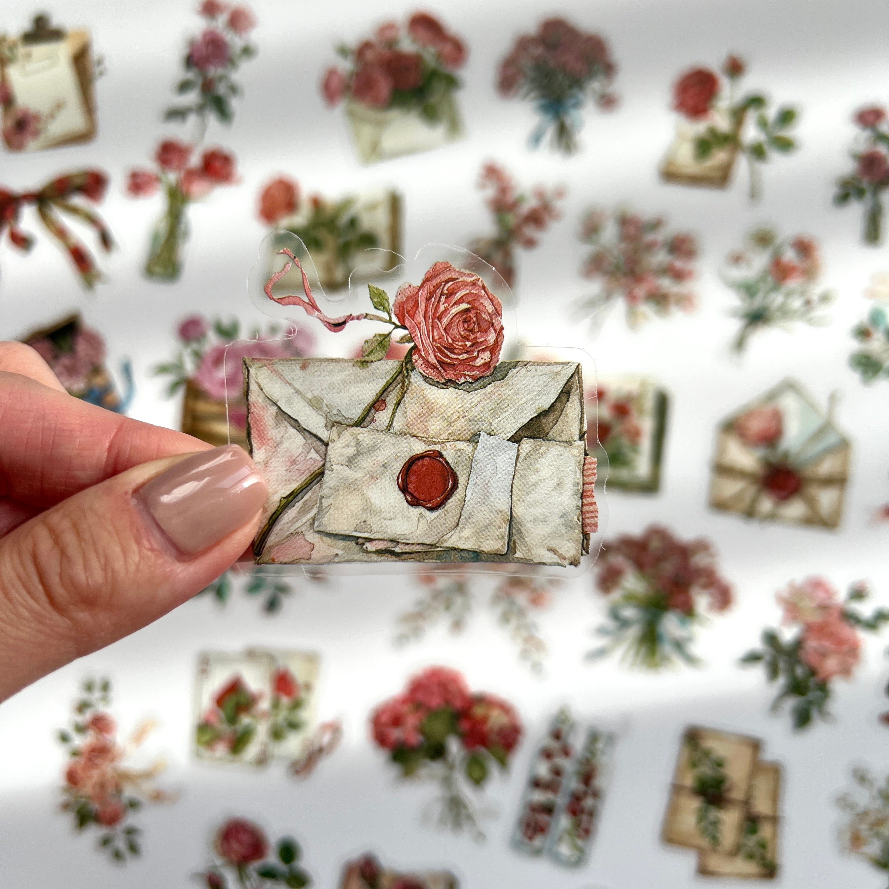 🌹 Vintage Rose & Love Letter Sticker