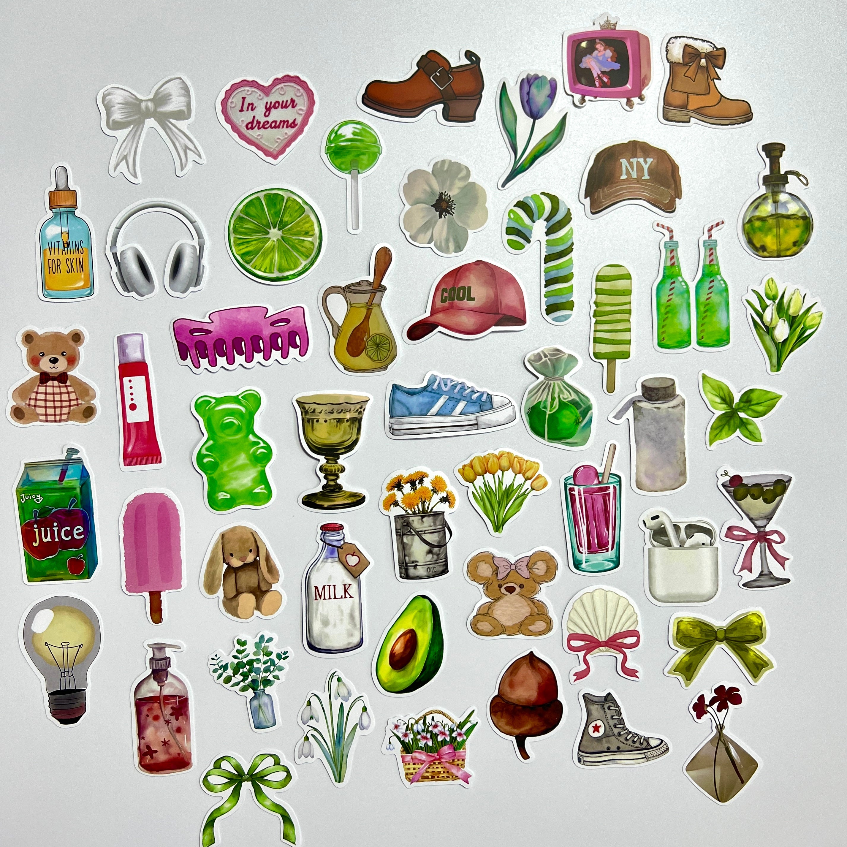 🍏 Green Girl Aesthetic Sticker Set