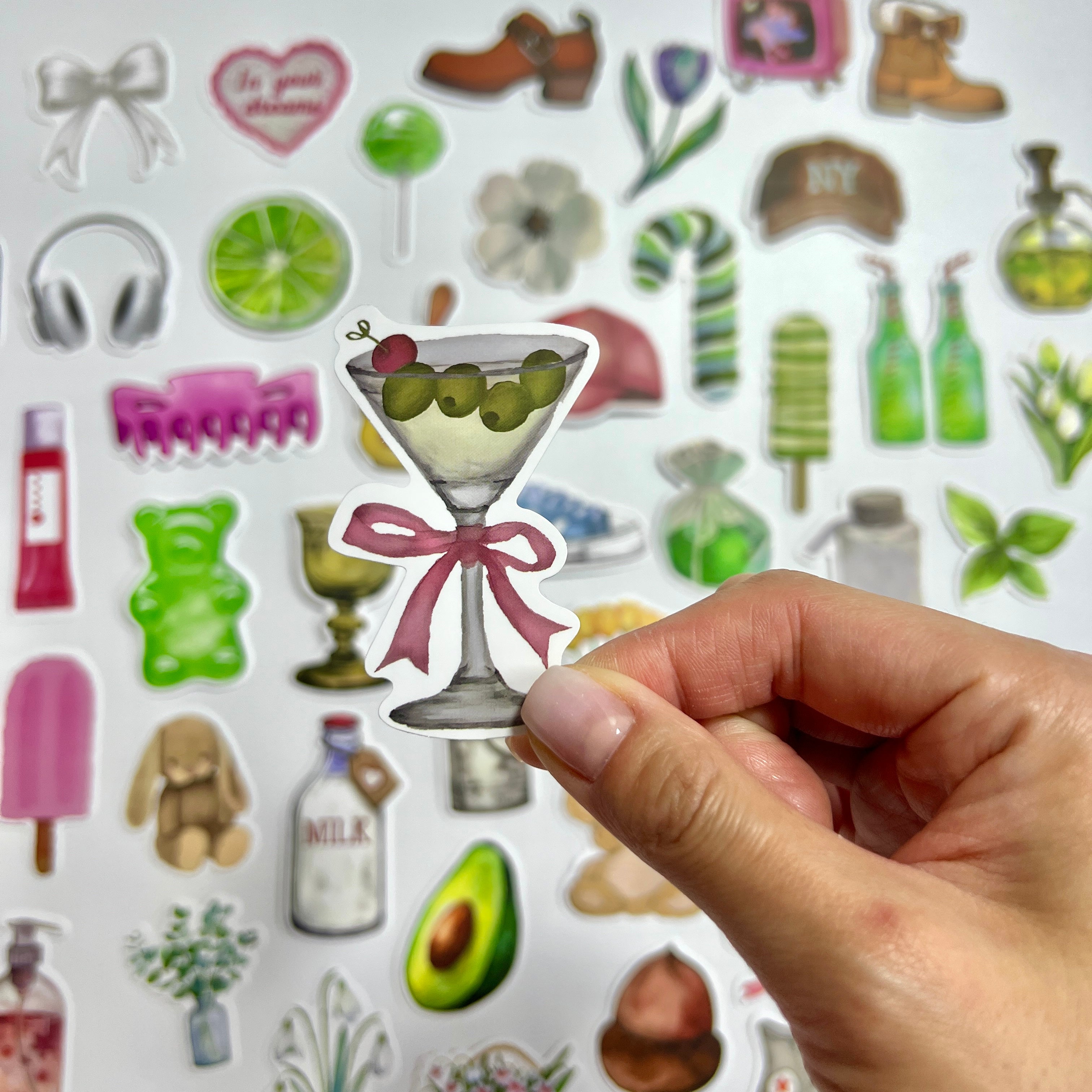 🍏 Green Girl Aesthetic Sticker Set