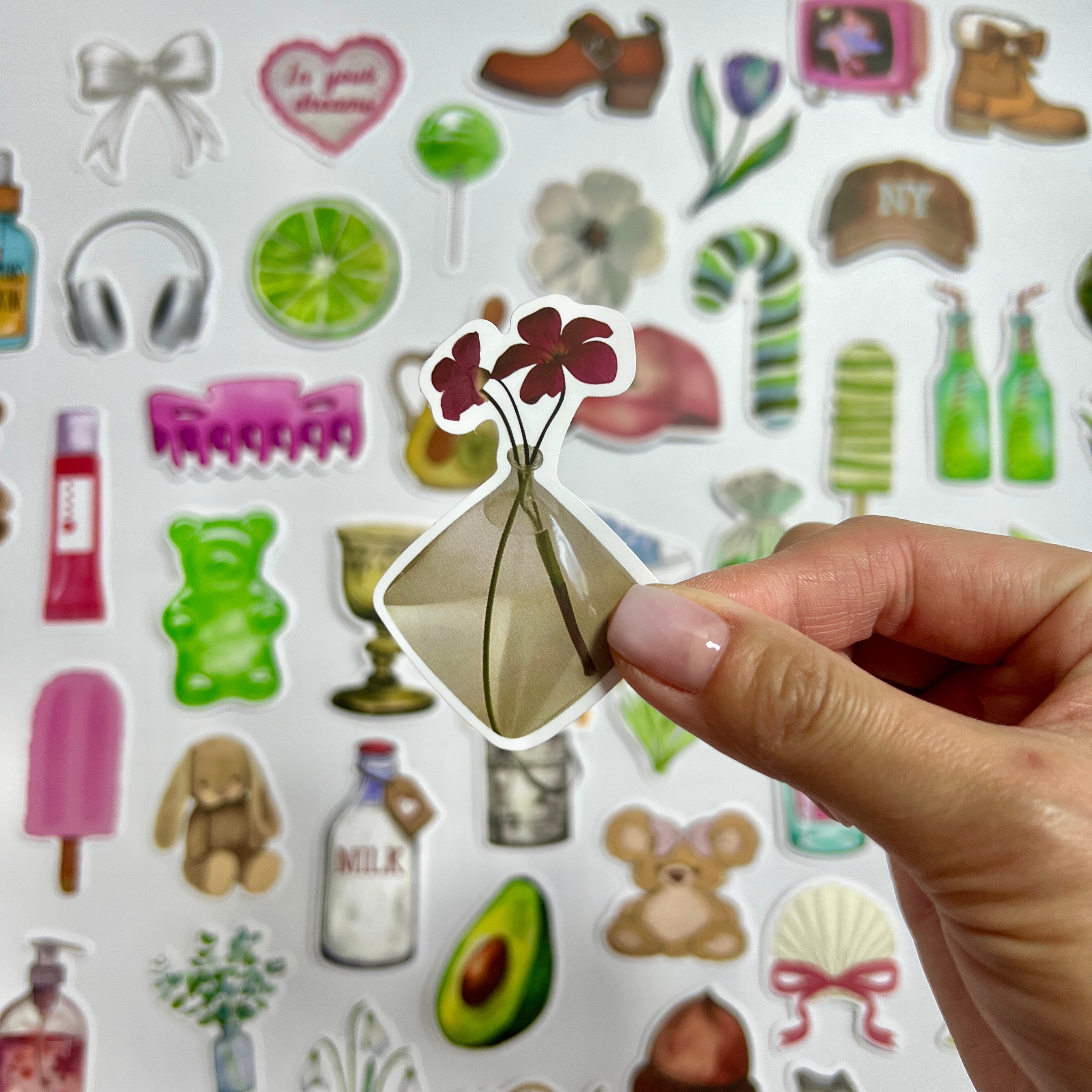 🍏 Green Girl Aesthetic Sticker Set