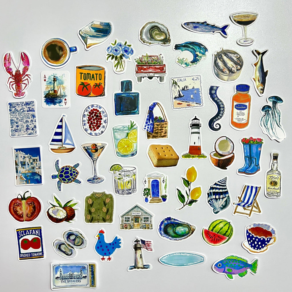 🌊 Coastal Blue Market Sticker Set