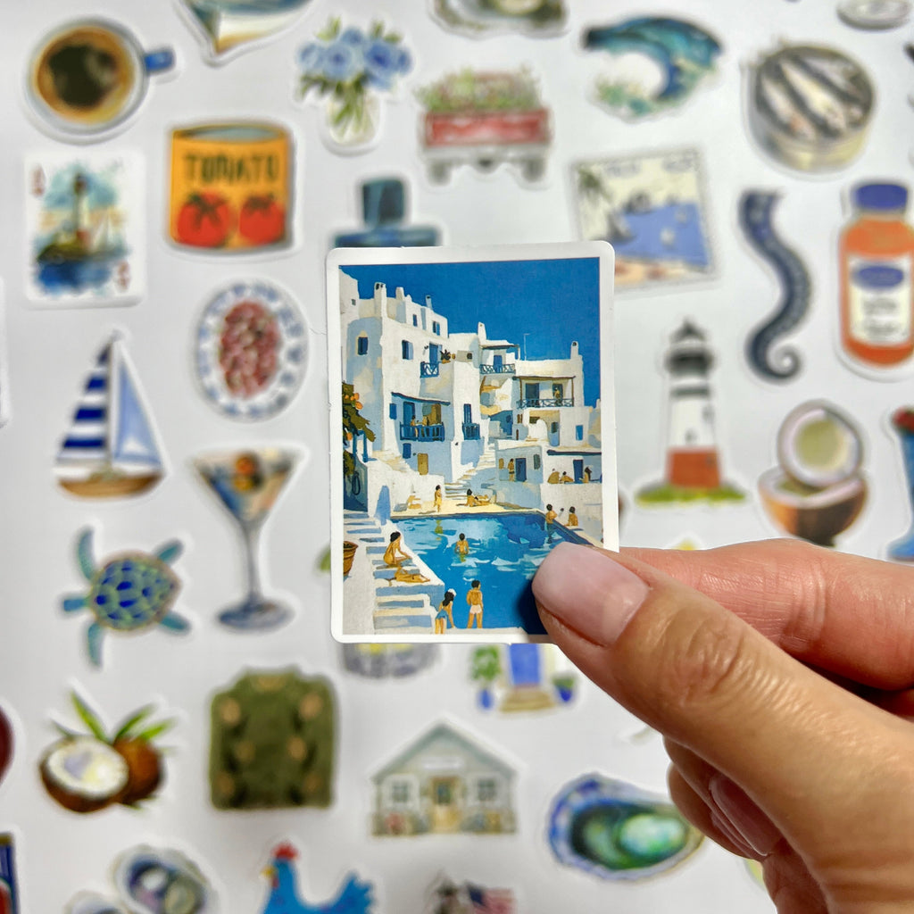 🌊 Coastal Blue Market Sticker Set