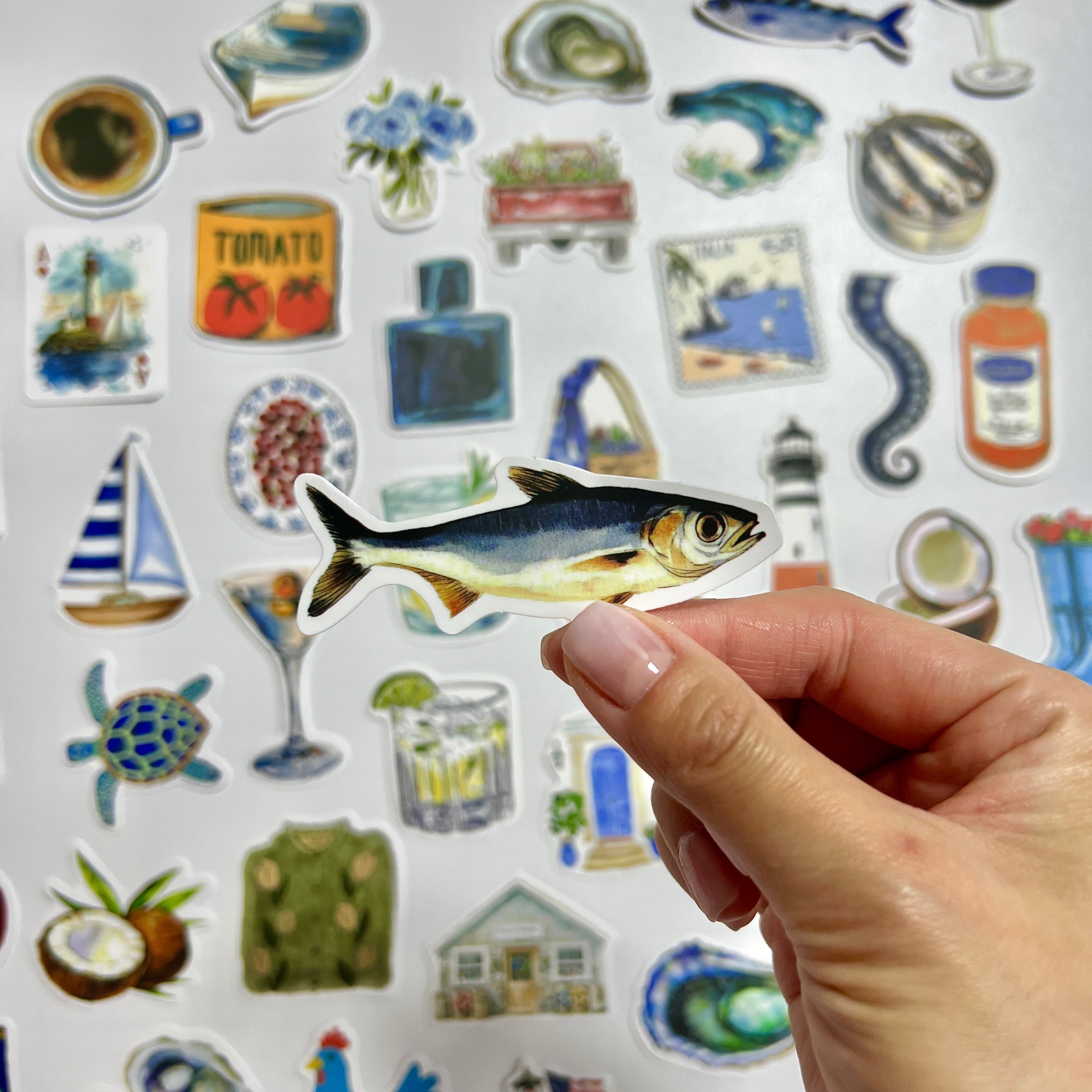 🌊 Coastal Blue Market Sticker Set