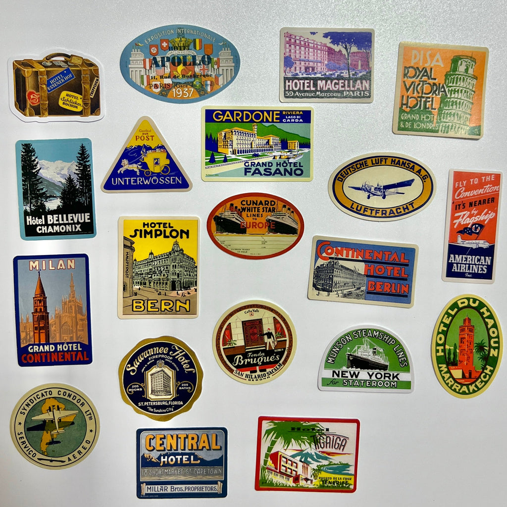 ✈️ Vintage Travel Label Sticker Set