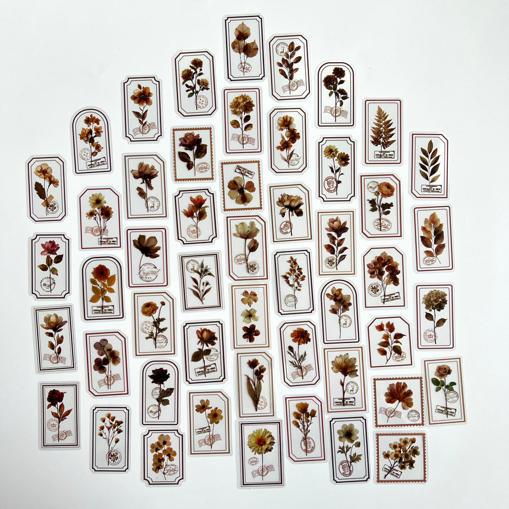🌿 Vintage Botanical Flower Sticker Set