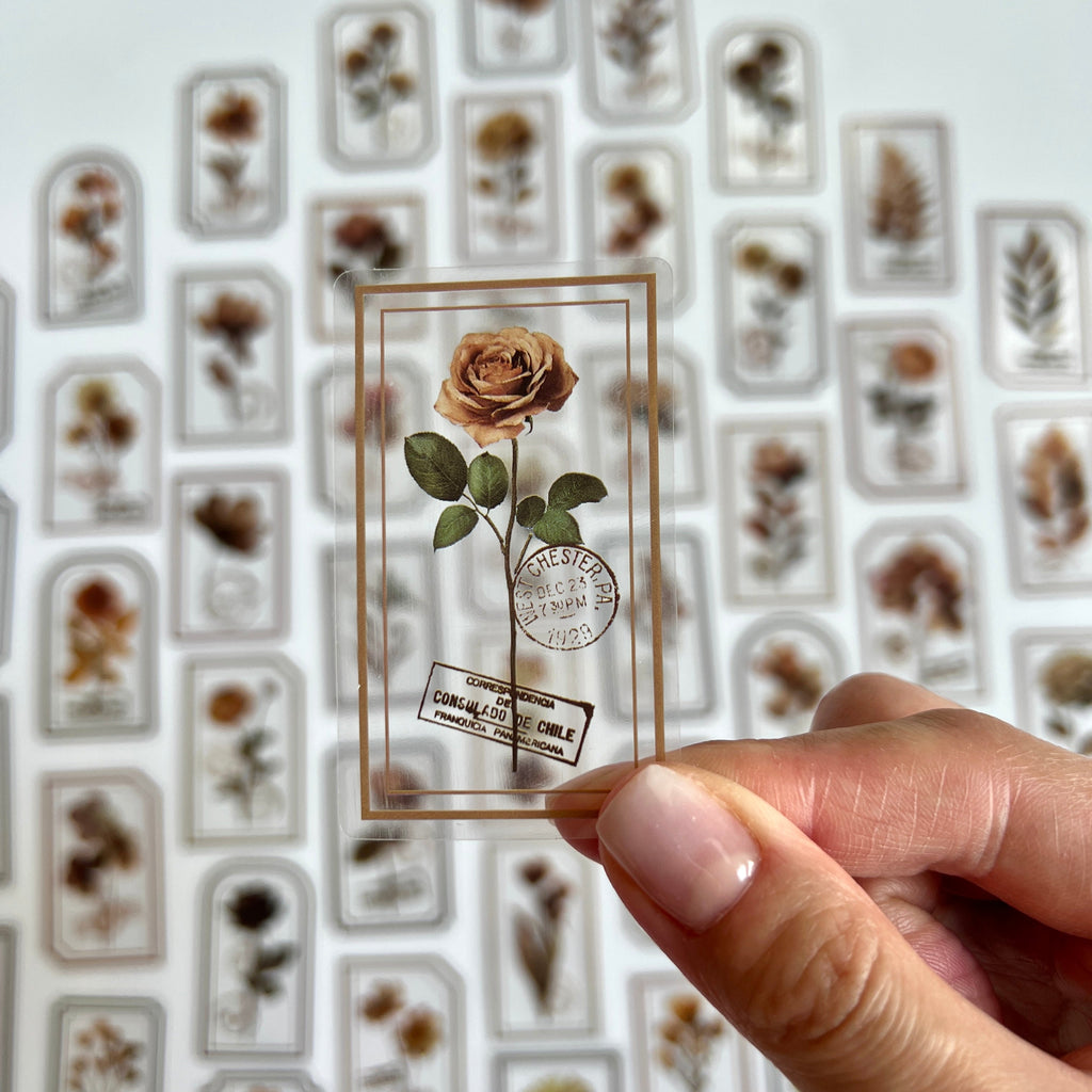 🌿 Vintage Botanical Flower Sticker Set