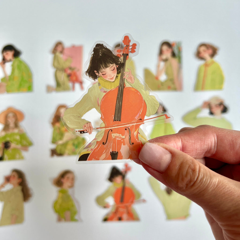 🍃 Green Aesthetic Girl Sticker Set