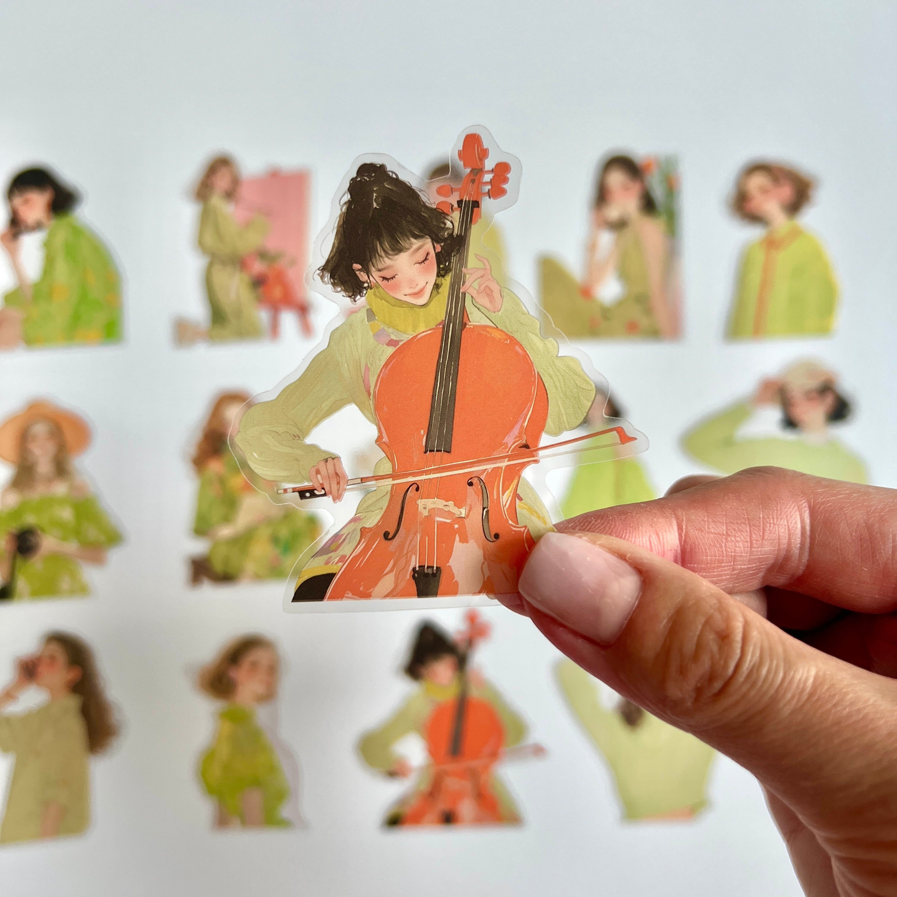 🍃 Green Aesthetic Girl Sticker Set