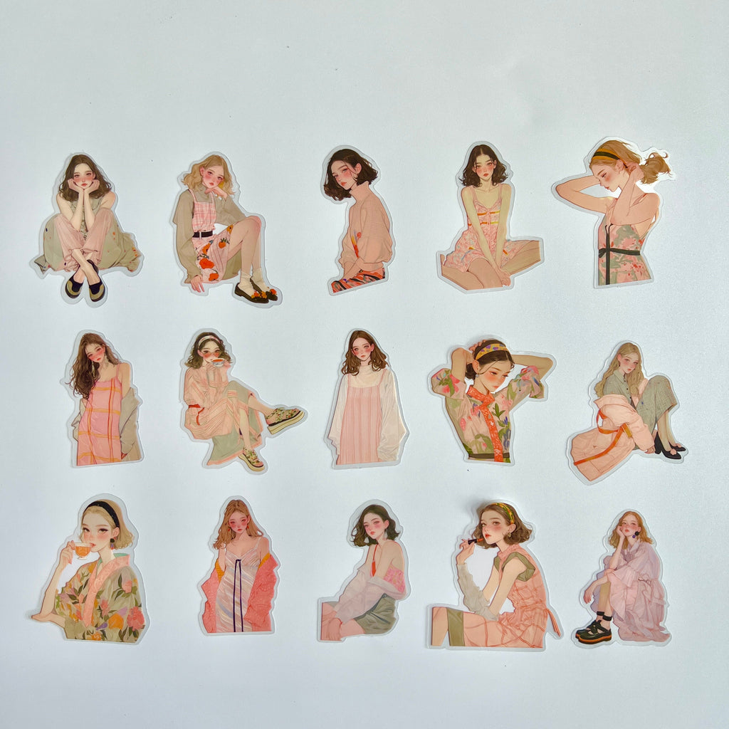 🌸 Pink Aesthetic Girl Sticker Set