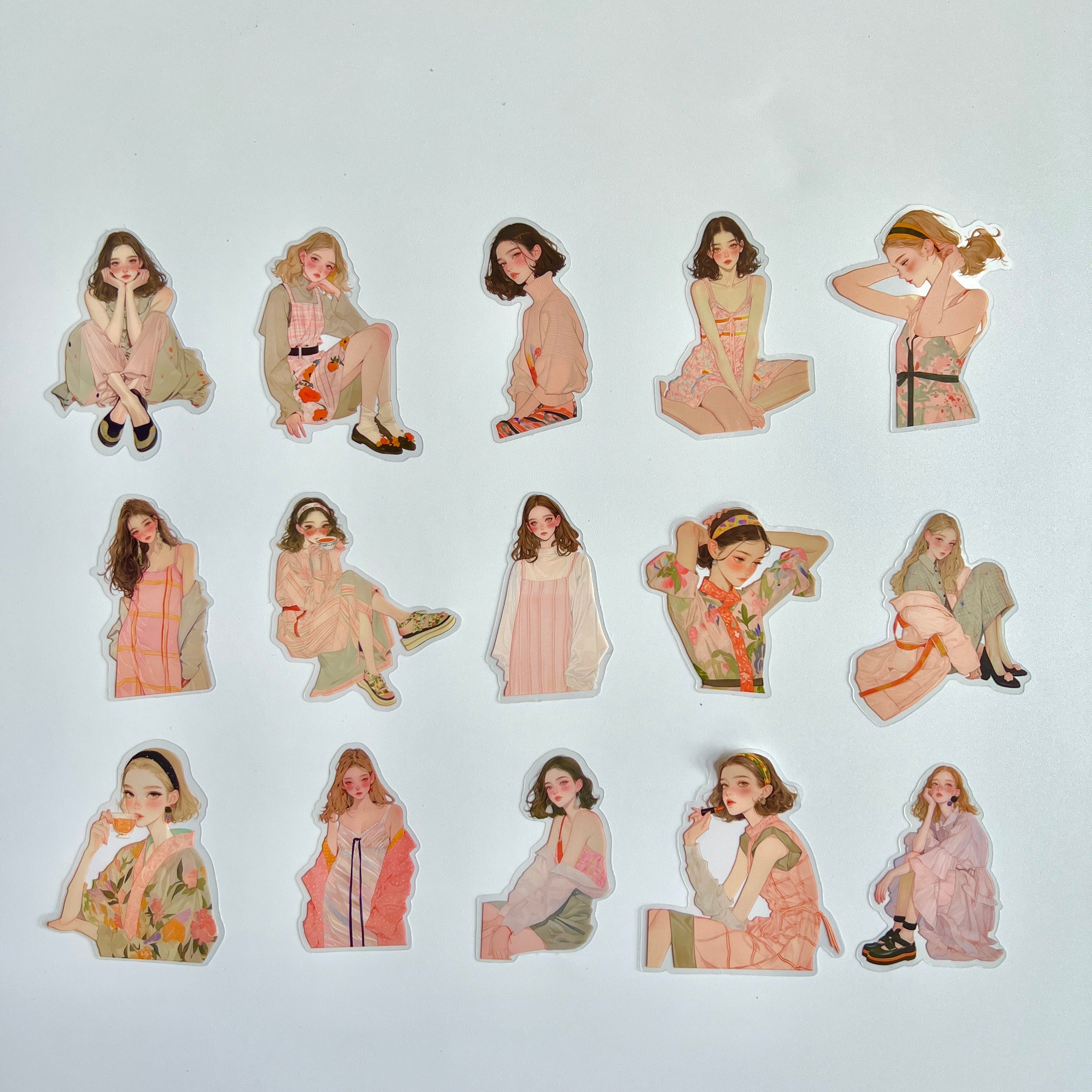 🌸 Pink Aesthetic Girl Sticker Set