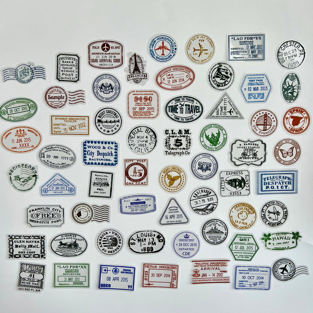 ✈️ Vintage Travel Stamp Sticker Set