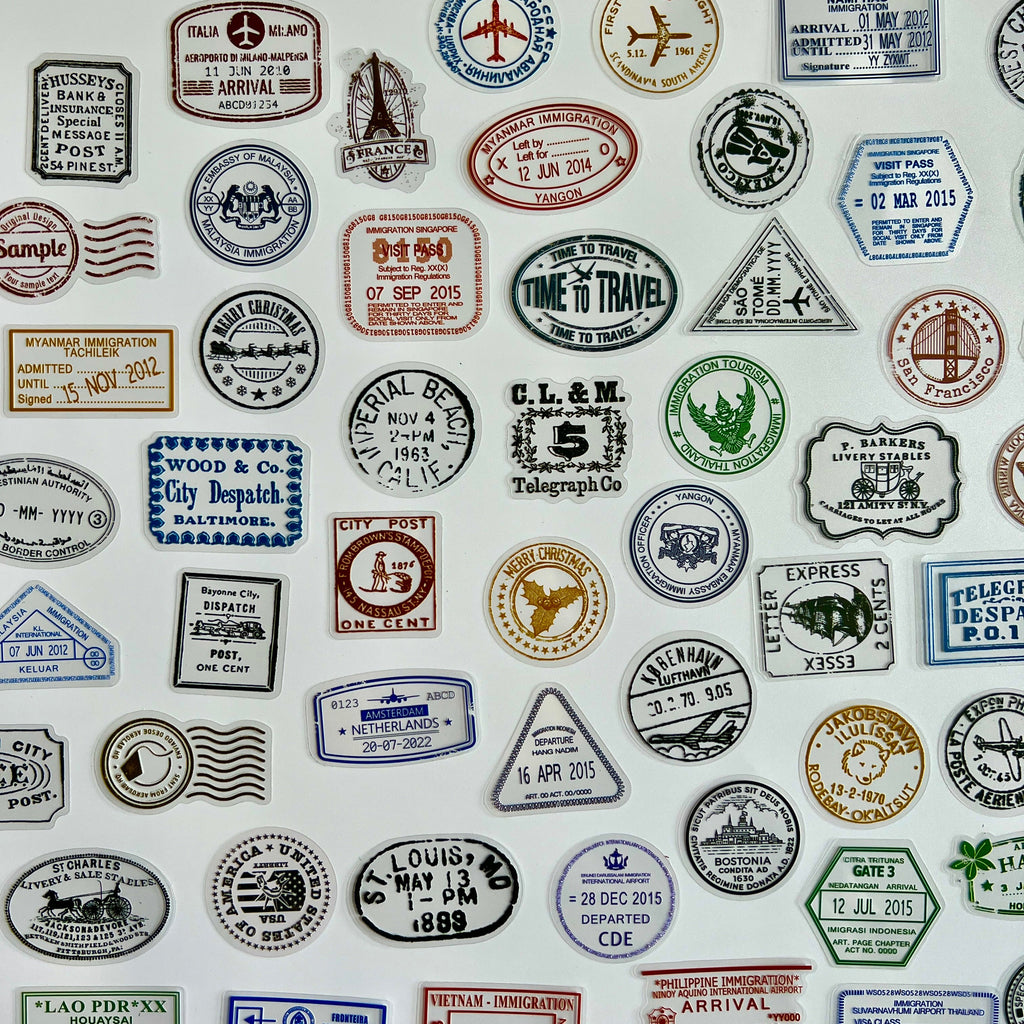 ✈️ Vintage Travel Stamp Sticker Set