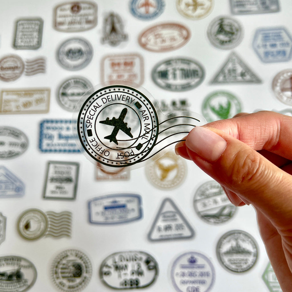 ✈️ Vintage Travel Stamp Sticker Set