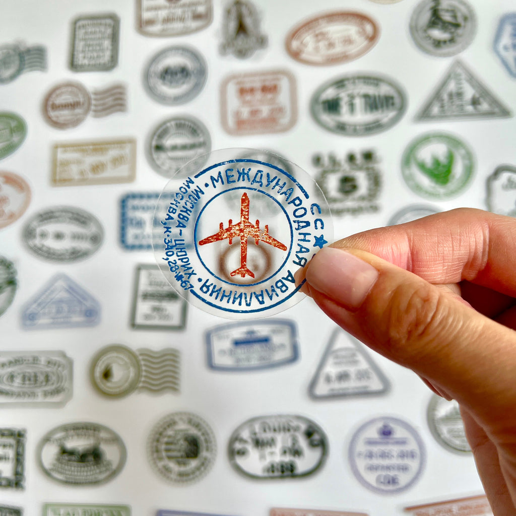 ✈️ Vintage Travel Stamp Sticker Set