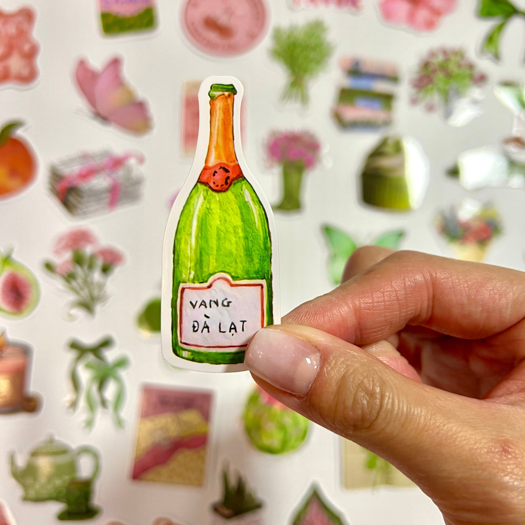 🍒 Pink & Green Aesthetic Sticker Set