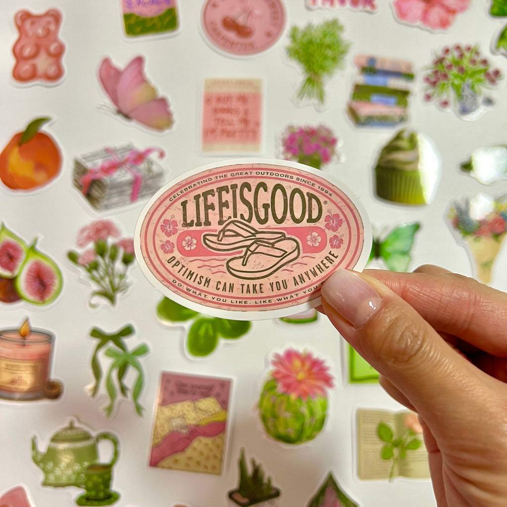 🍒 Pink & Green Aesthetic Sticker Set