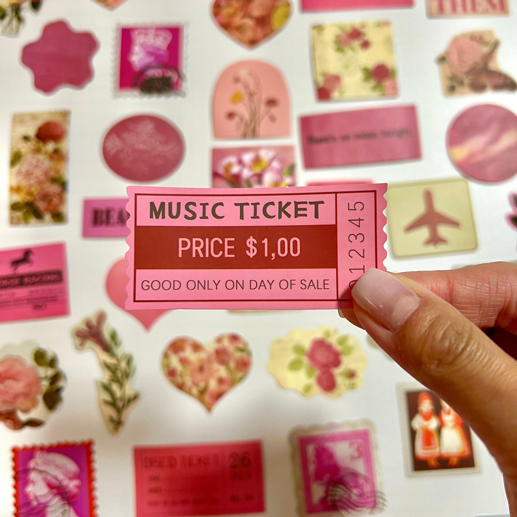 🌹 Pink Floral Vintage Sticker Set