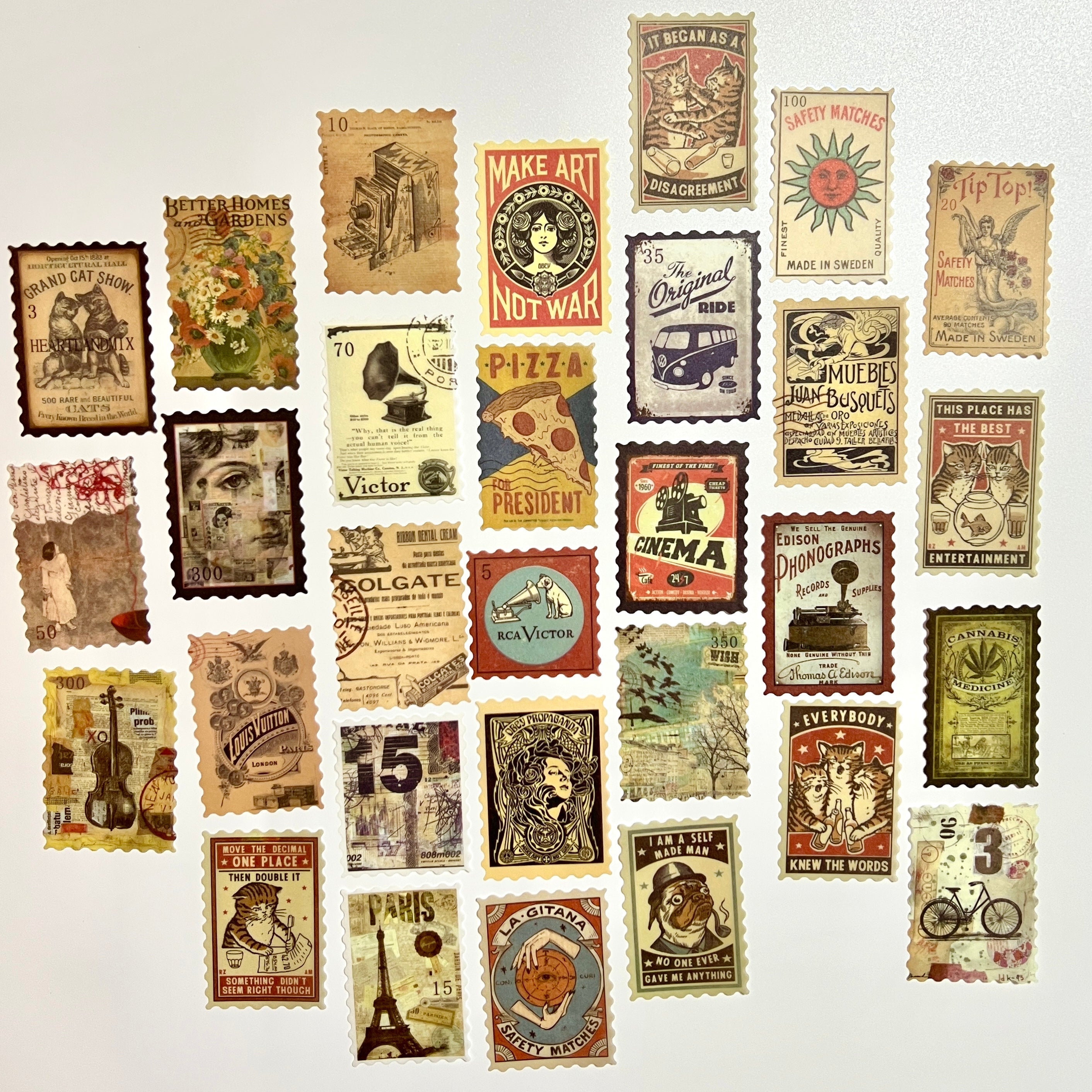 📮 Retro Vintage Postage Stamp Stickers
