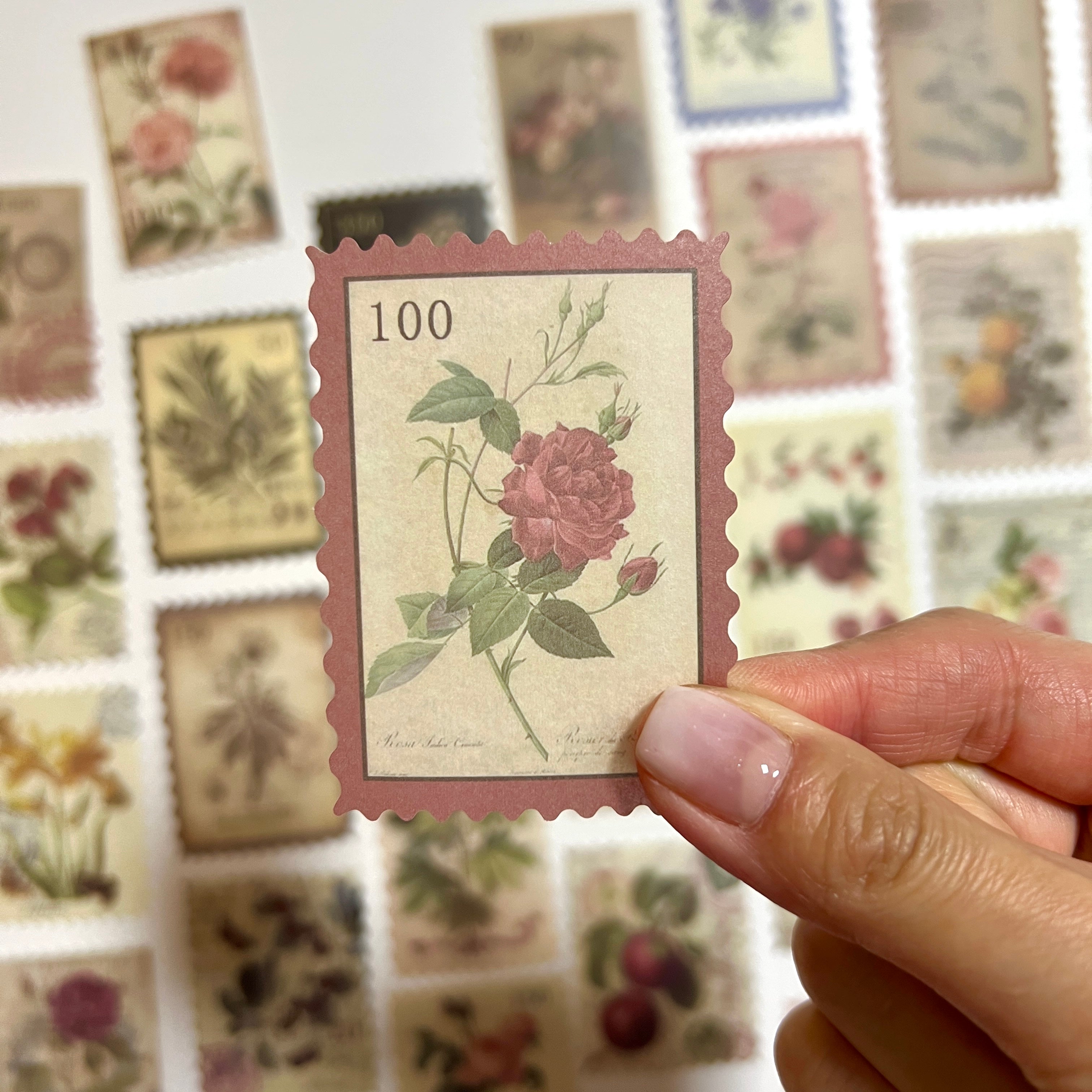 🌿 Vintage Botanical Postage Stamp Stickers