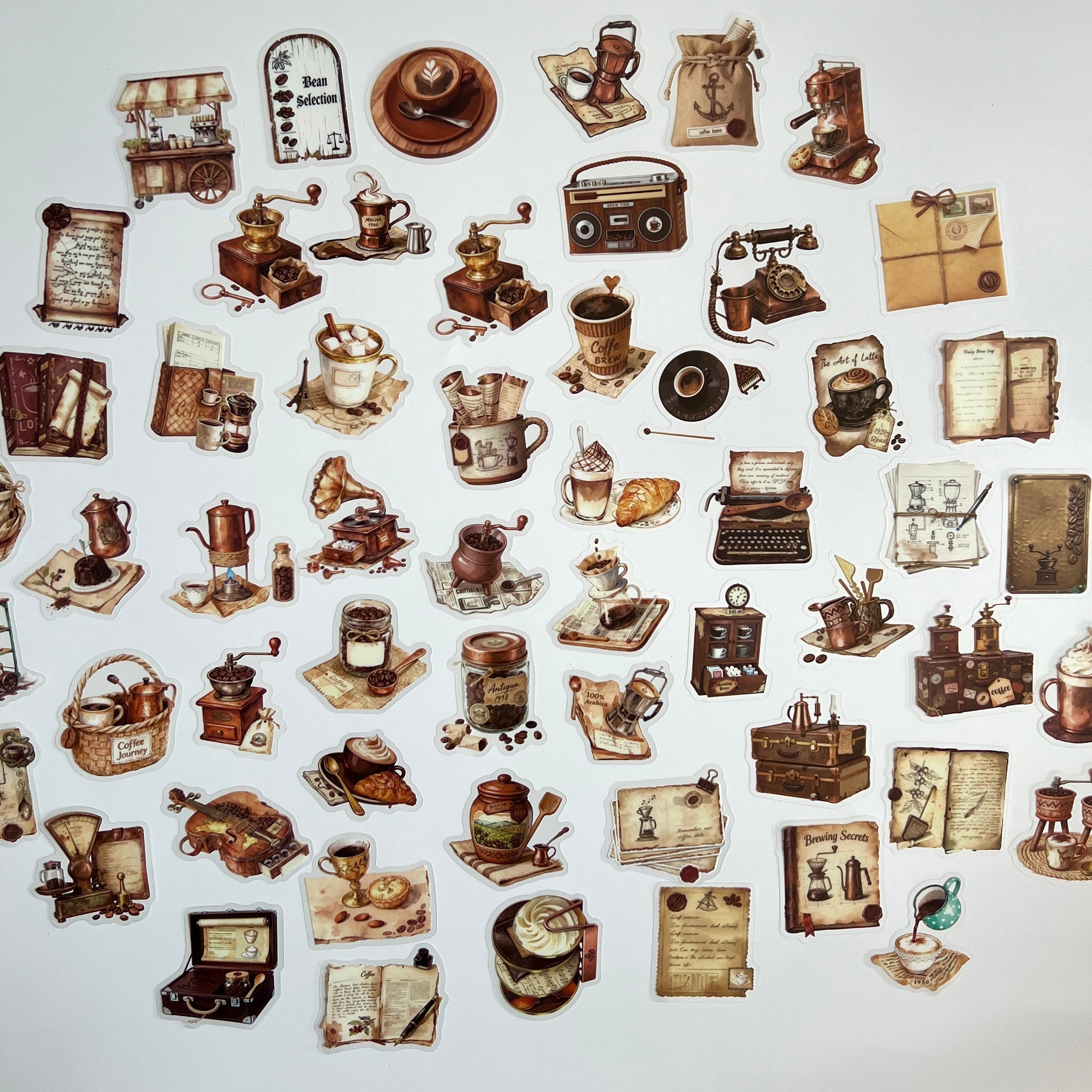 ☕ Vintage Coffee Journal Stickers