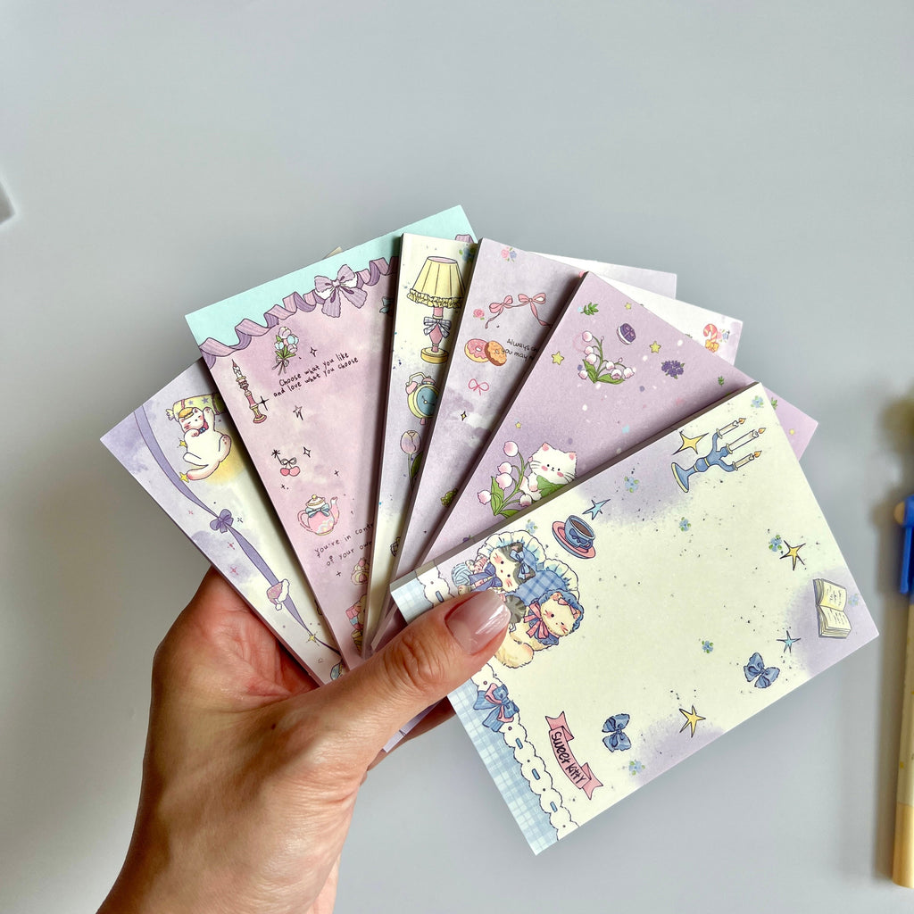 🌙 Purple Kitty Memo Pad Set