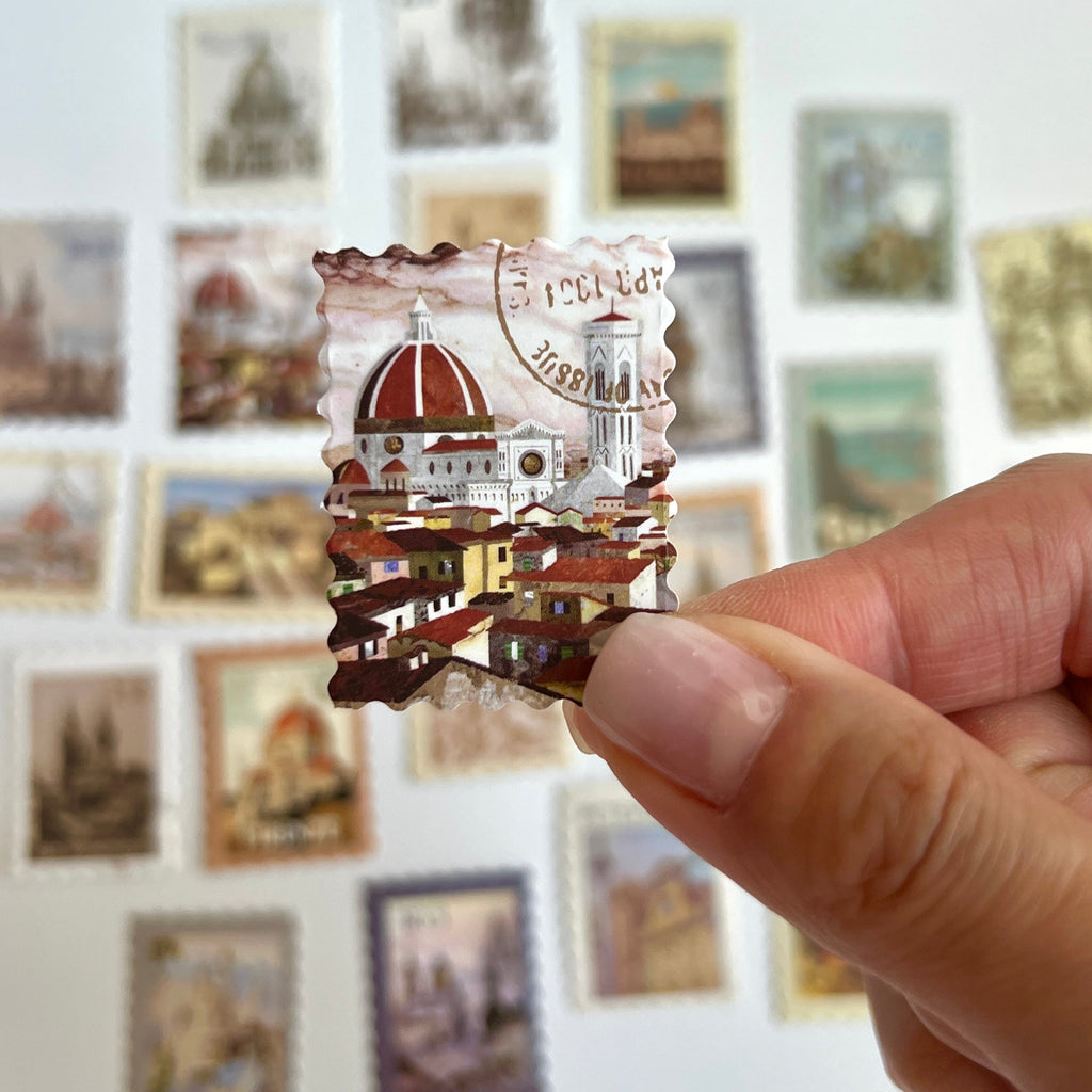 🏛️ Vintage Architecture Stamp Stickers (24 pcs)