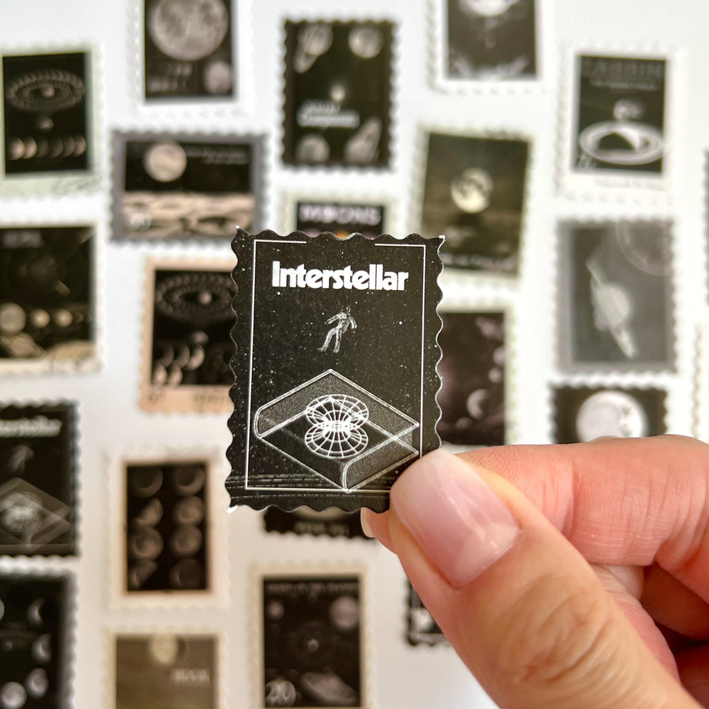 🌙 Vintage Space Stamp Stickers (24 pcs)