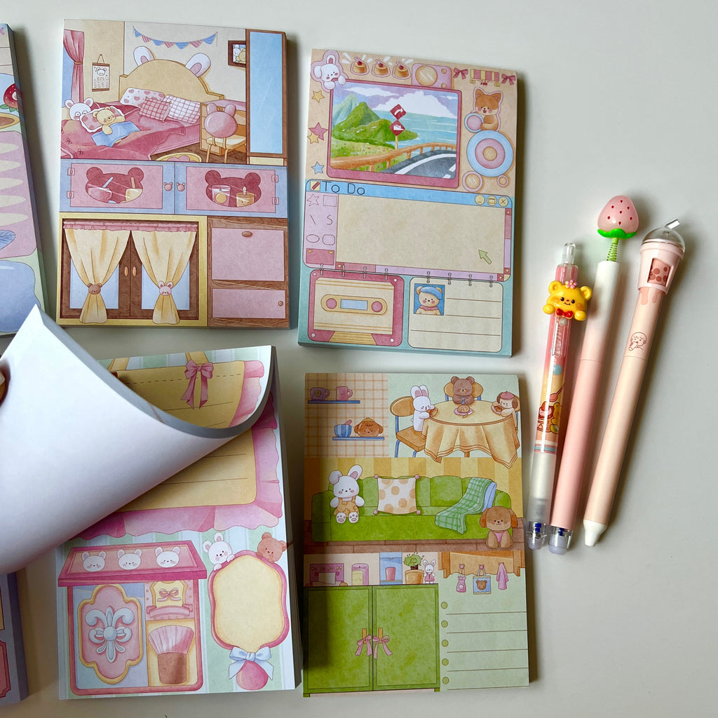 🧸 Bear & Puppy Sweet Home Memo Set