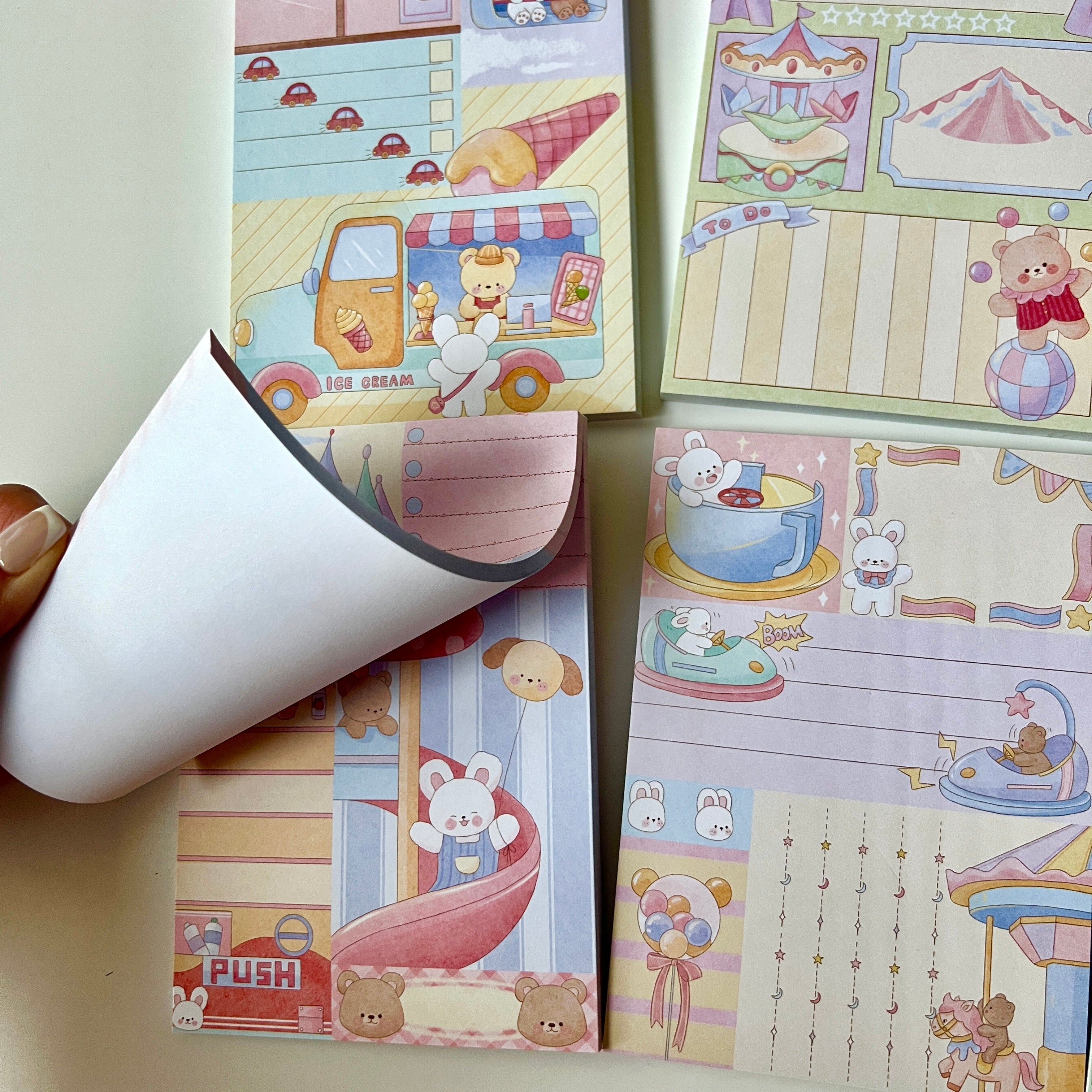 🎡 Bear & Bunny Amusement Park Memo Set