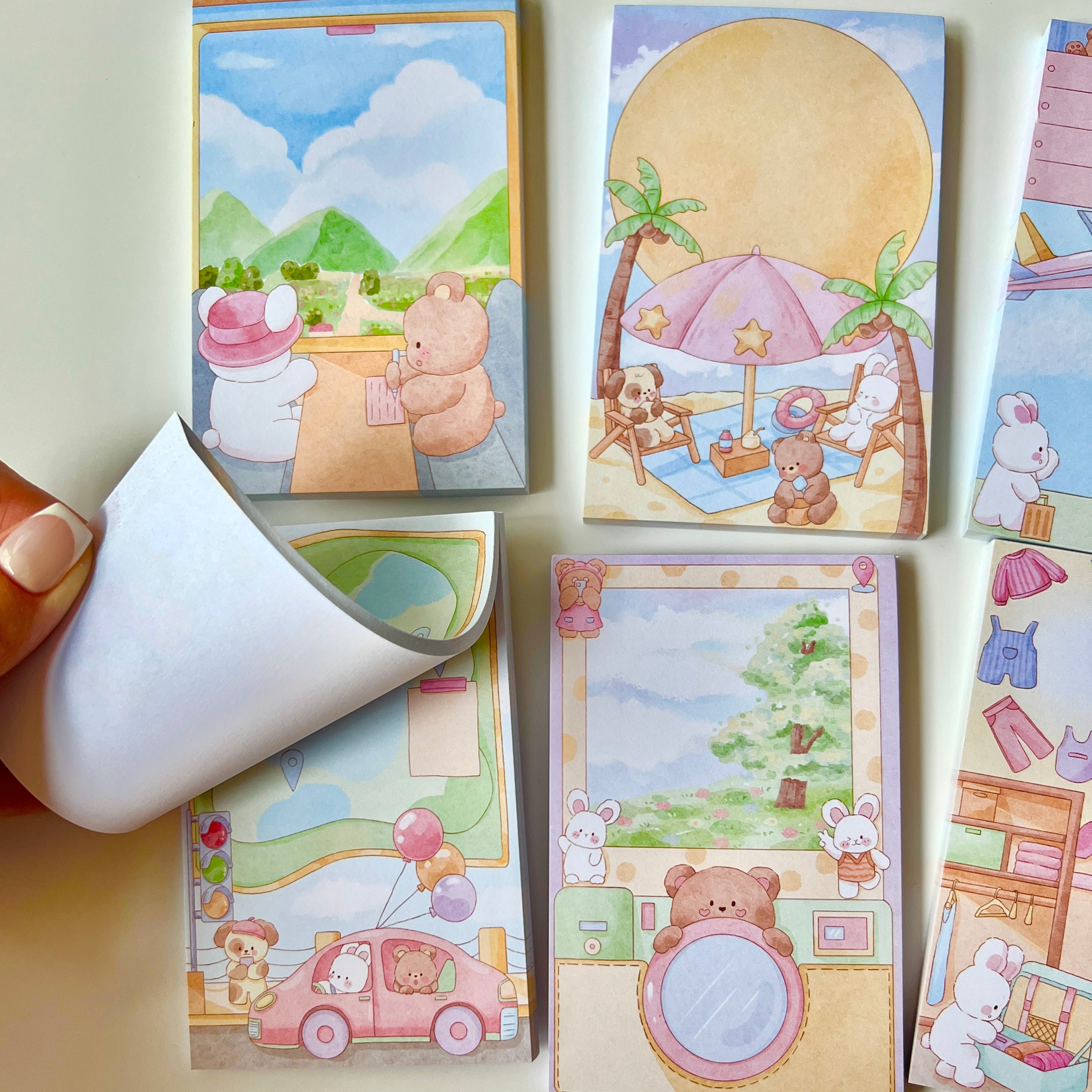✈️ Bear & Bunny Travel Memo Pad Set