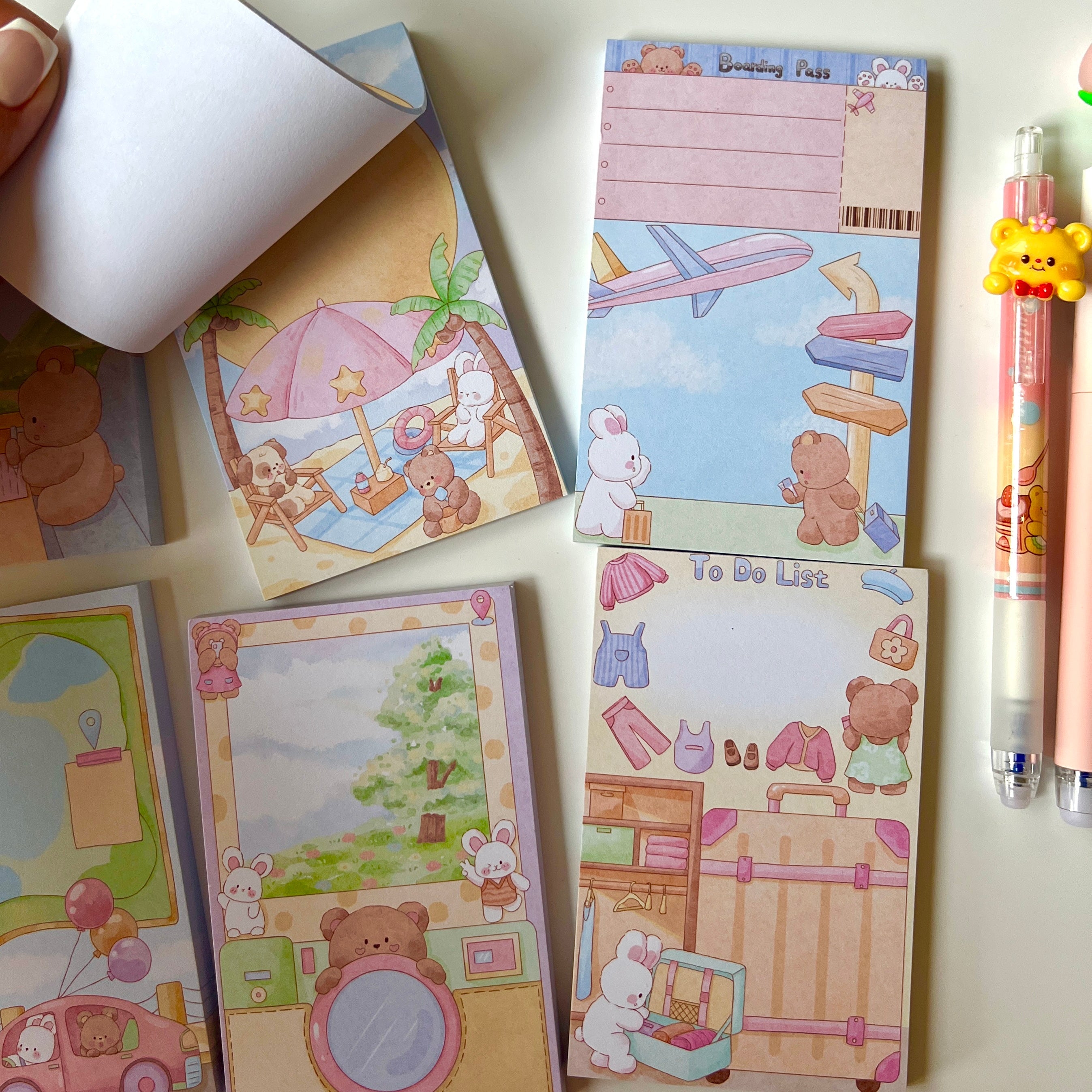 ✈️ Bear & Bunny Travel Memo Pad Set