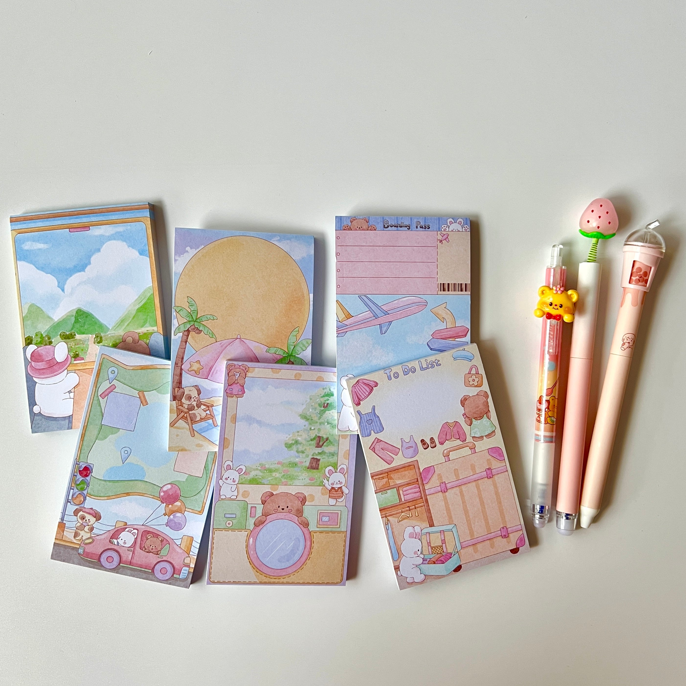 ✈️ Bear & Bunny Travel Memo Pad Set