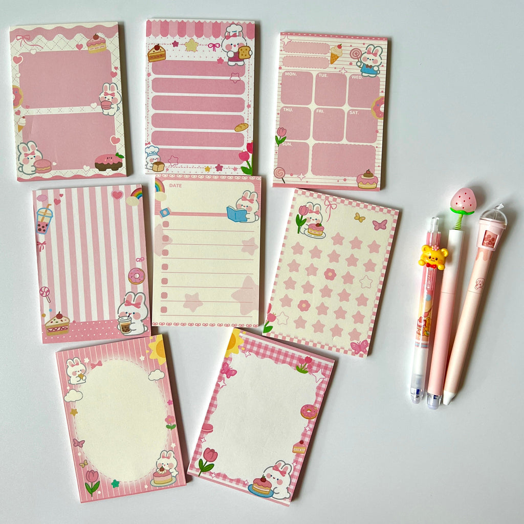 🍰 Sweet Bunny Dessert Memo Pad Set